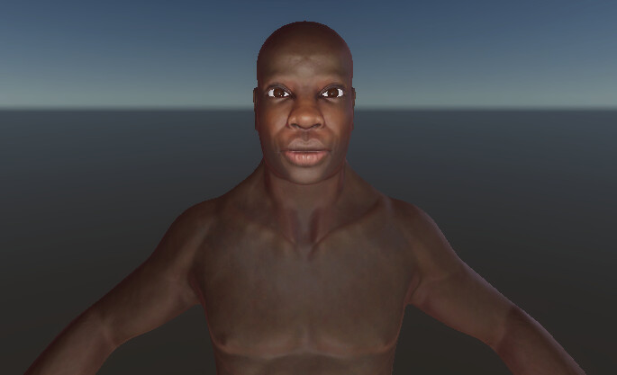 Close up of face in Unity HDRP