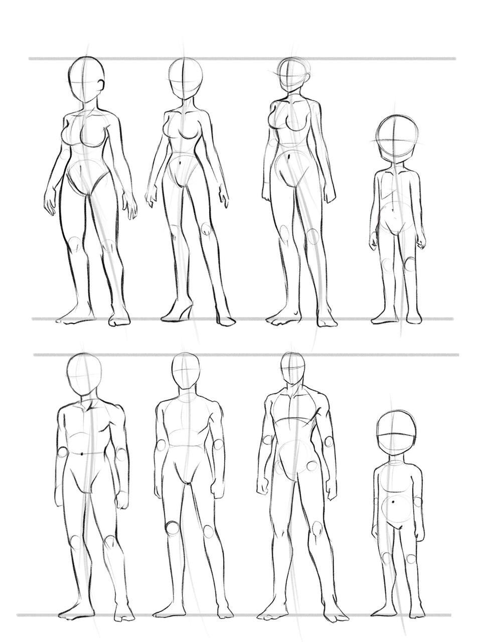 How to draw Anime Body and poses (Tutorial) From Basic Anatomy || Easy Anime  sketch | - YouTube
