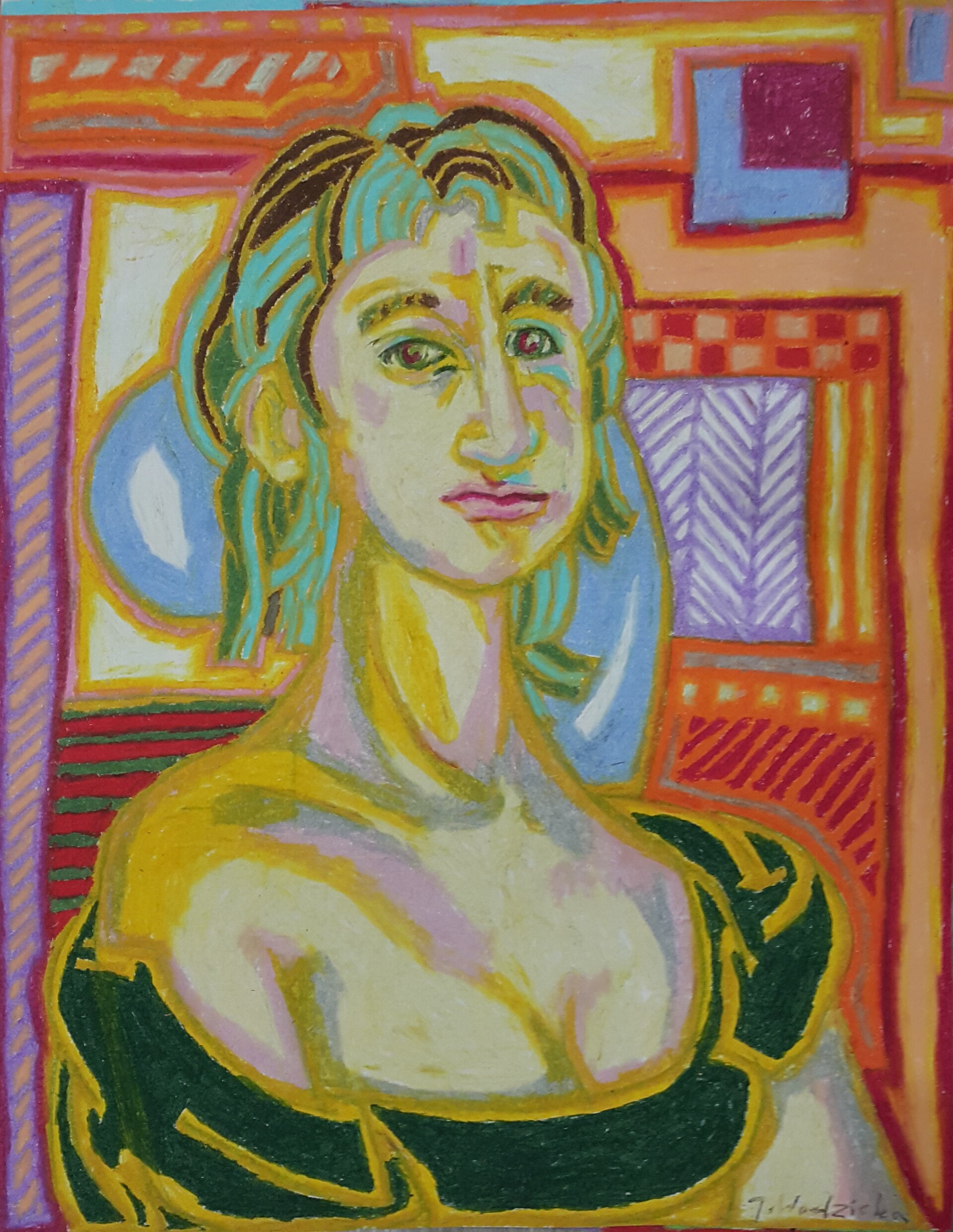 ArtStation - Ugly Mona Lisa, oil pastel on paper, 80 x 60 cm