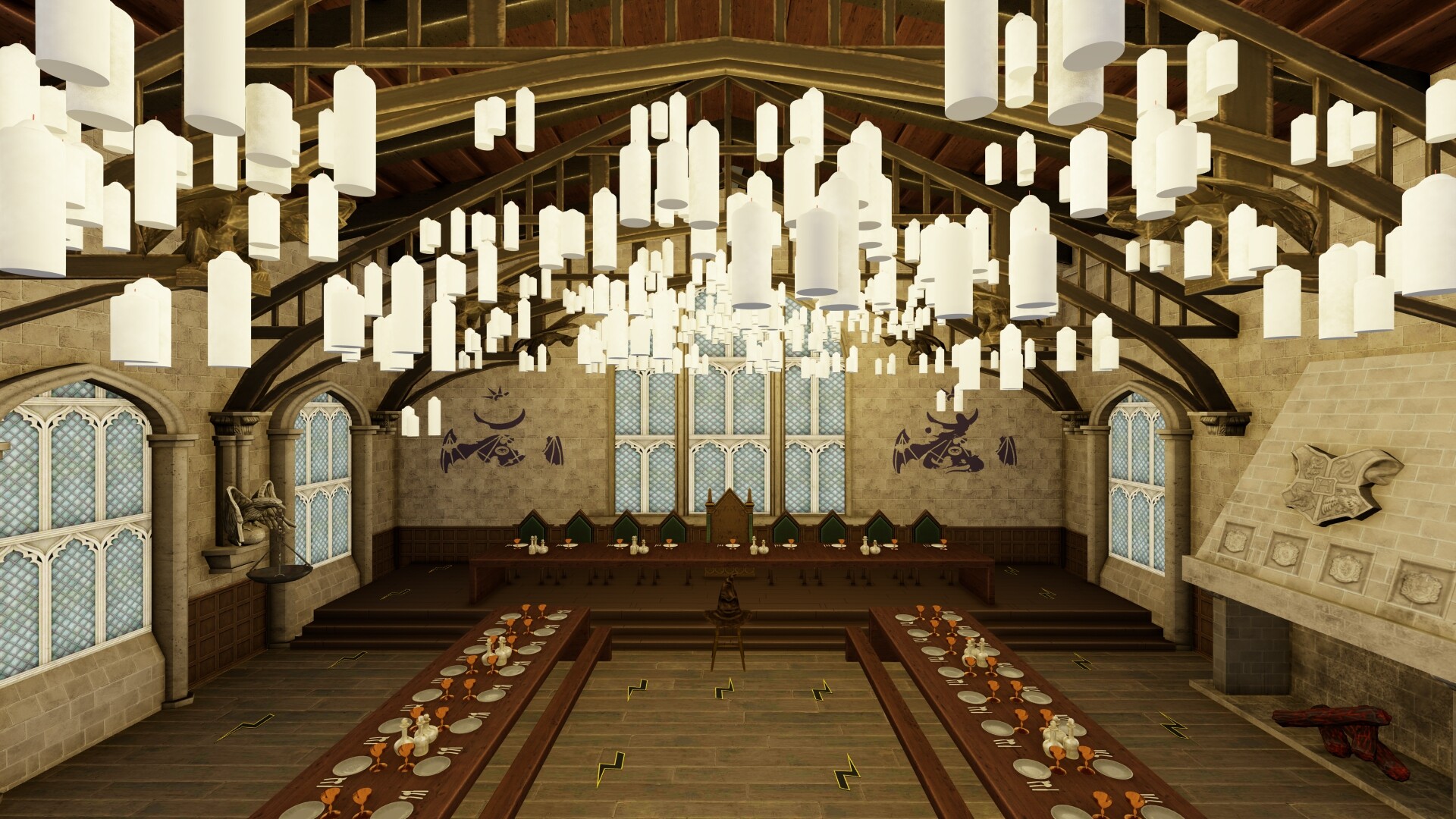 Minecraft hogwarts great 2025 hall