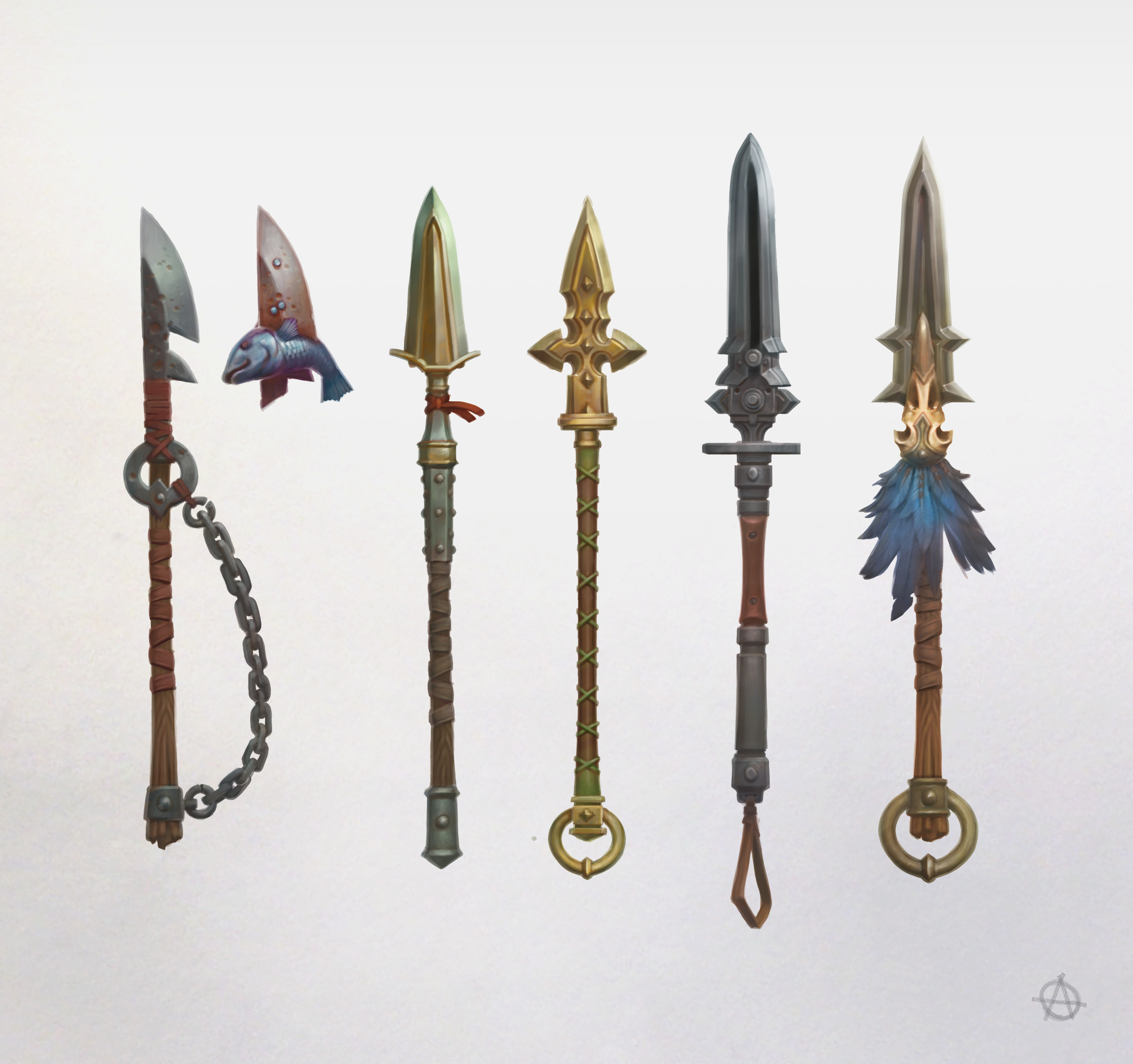 One hand spears (color)