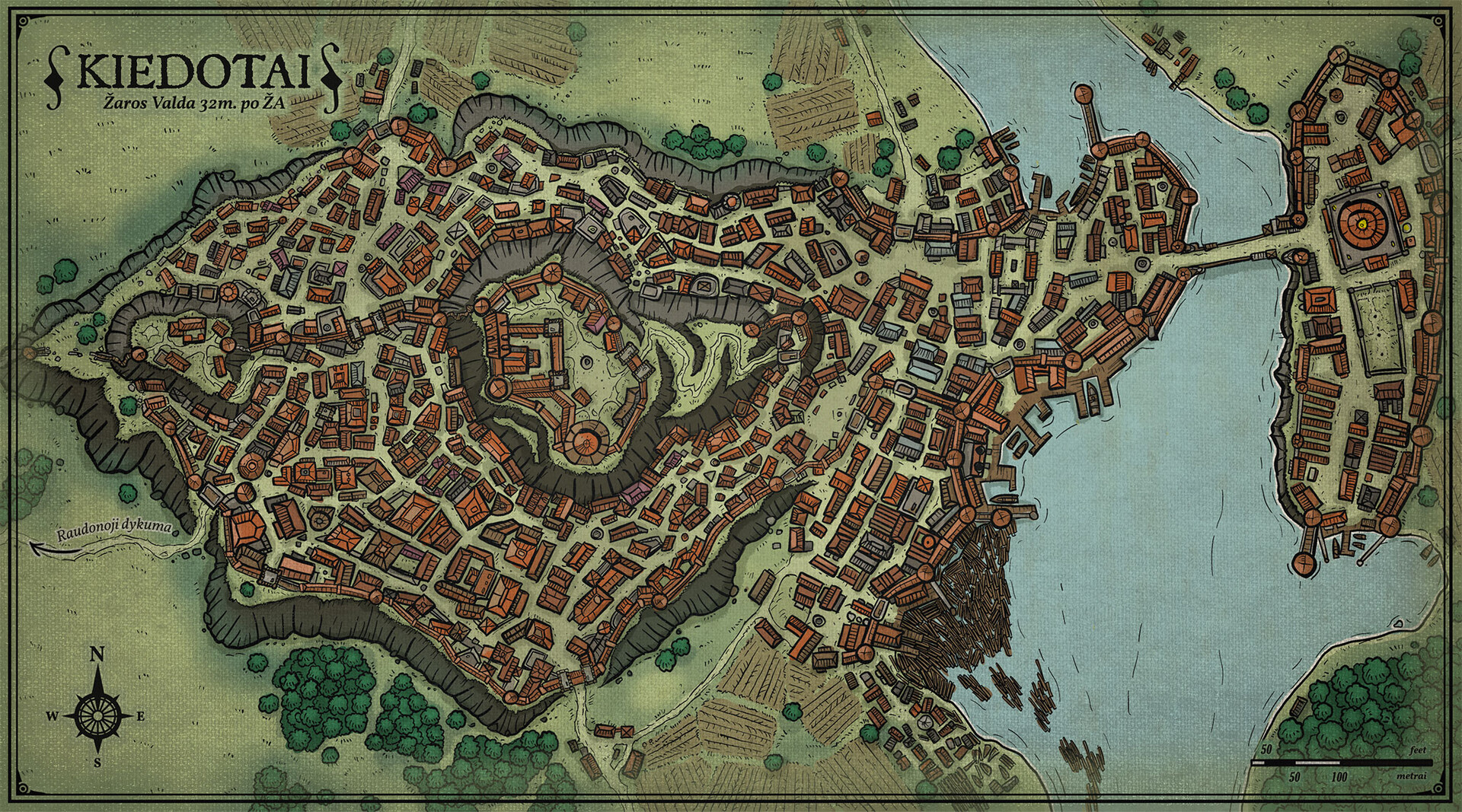 Dnd 5e City Maps Artstation - Kiedotai City Map