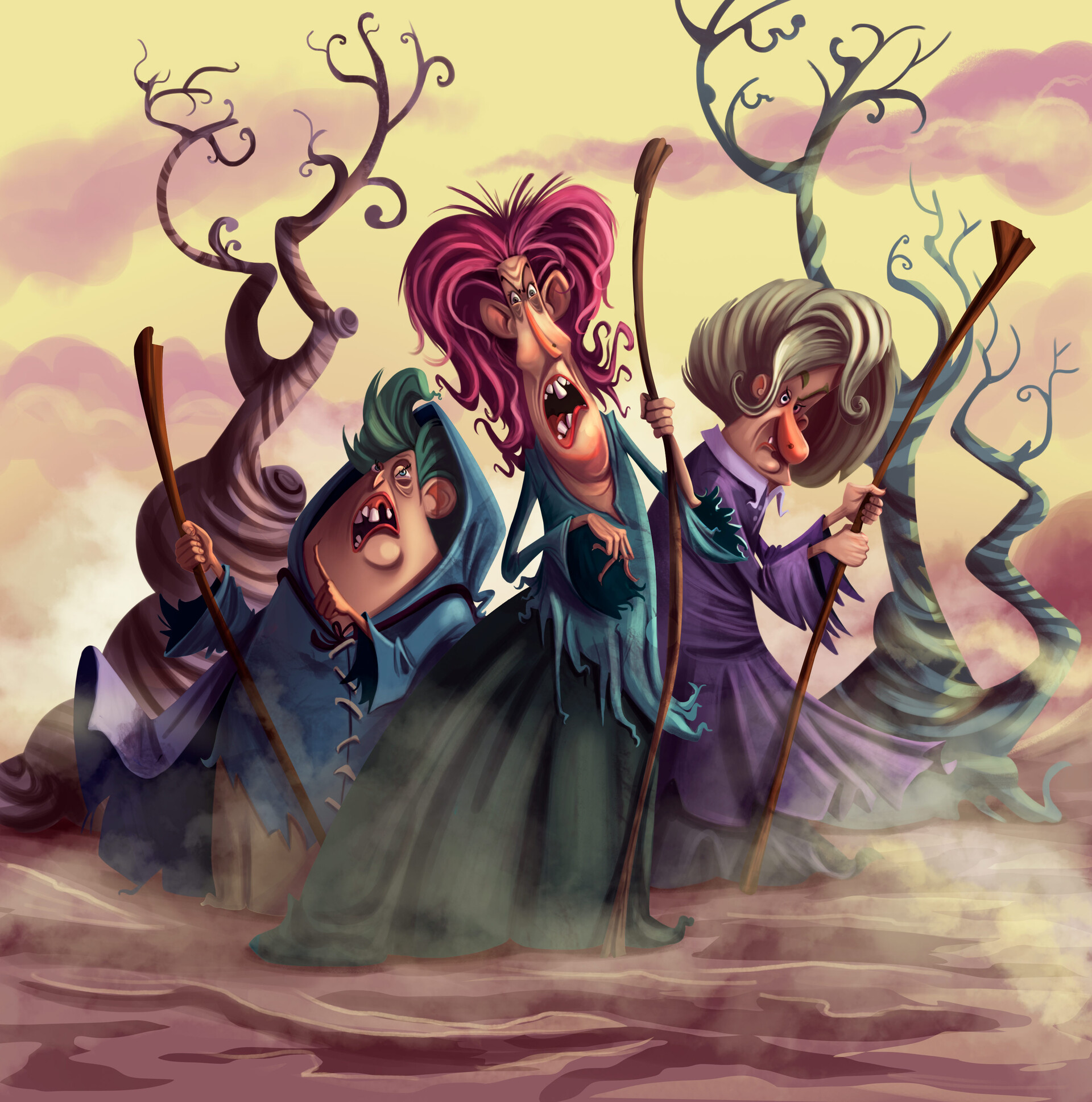 Witches From Macbeth Cartoon