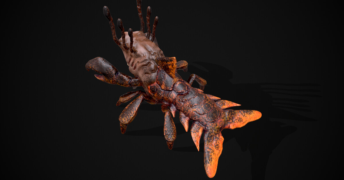 Animated Shark Lobster glamor shot from the back, showing off tail detail