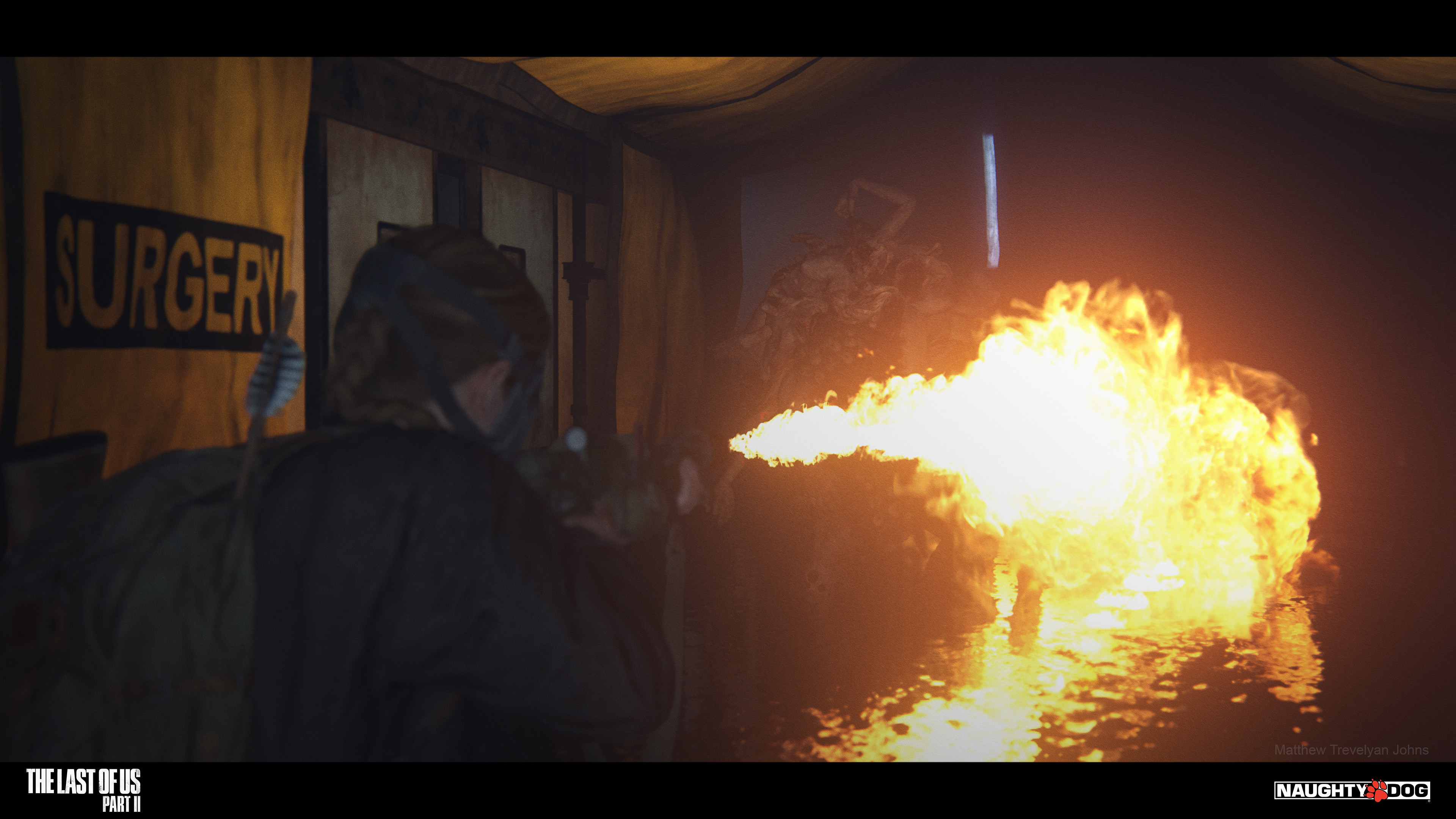 But the Flamethrower is the only way to go for this enemy...the designers intended it to be this way, real time reflections of these incredible vfx looked amazing, so we worked hard as a team to optimise the space to ensure this look would make it in