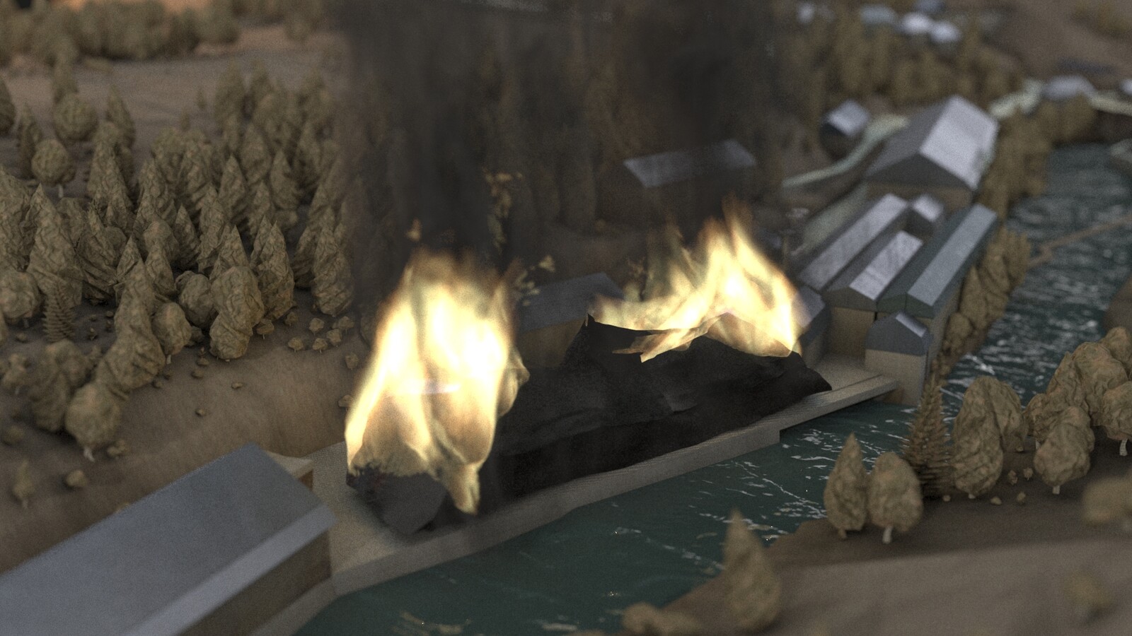The factory caught fire, I had to simulate paper burning