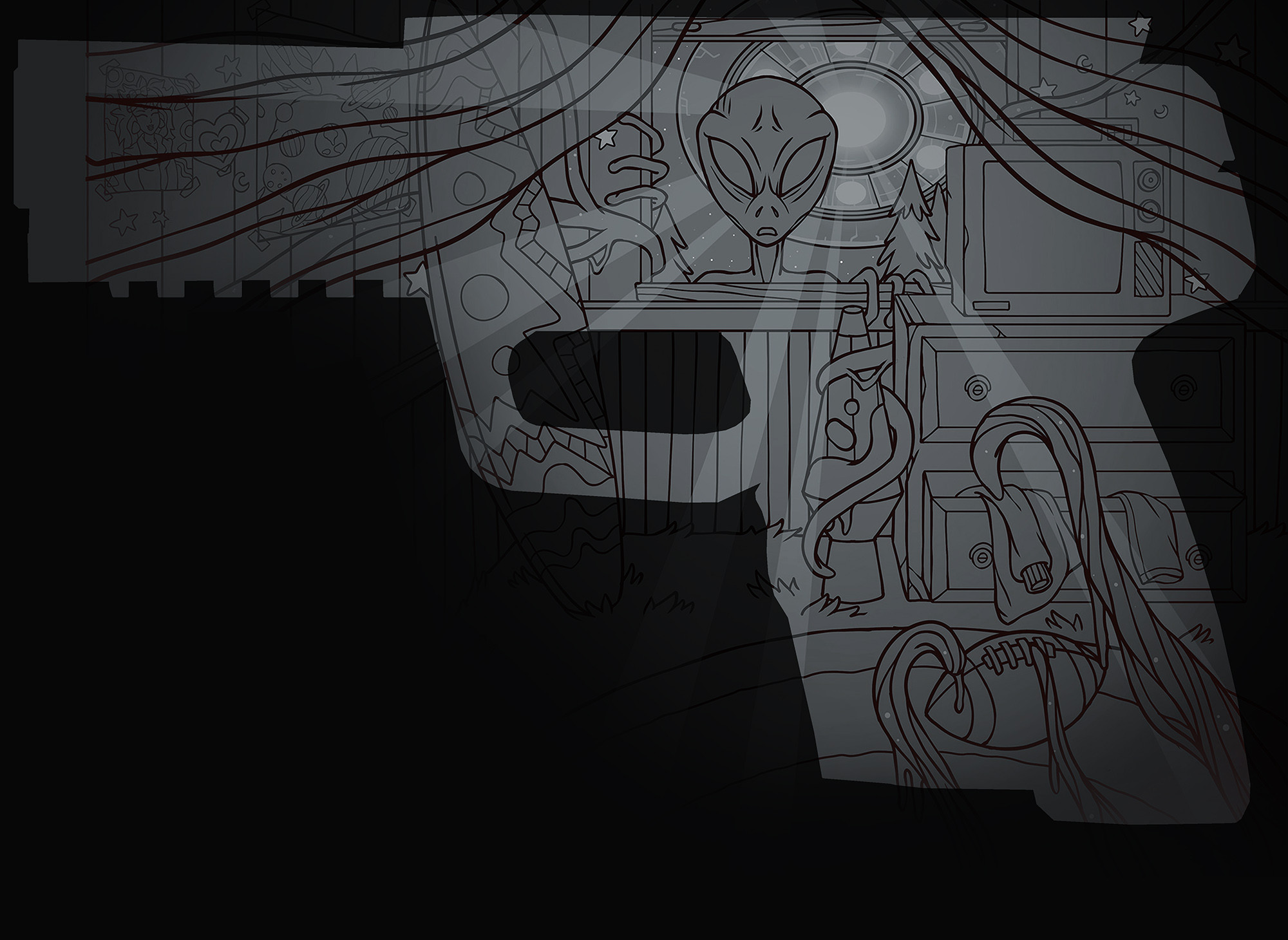 Final placement sketch for the Five-SeveN