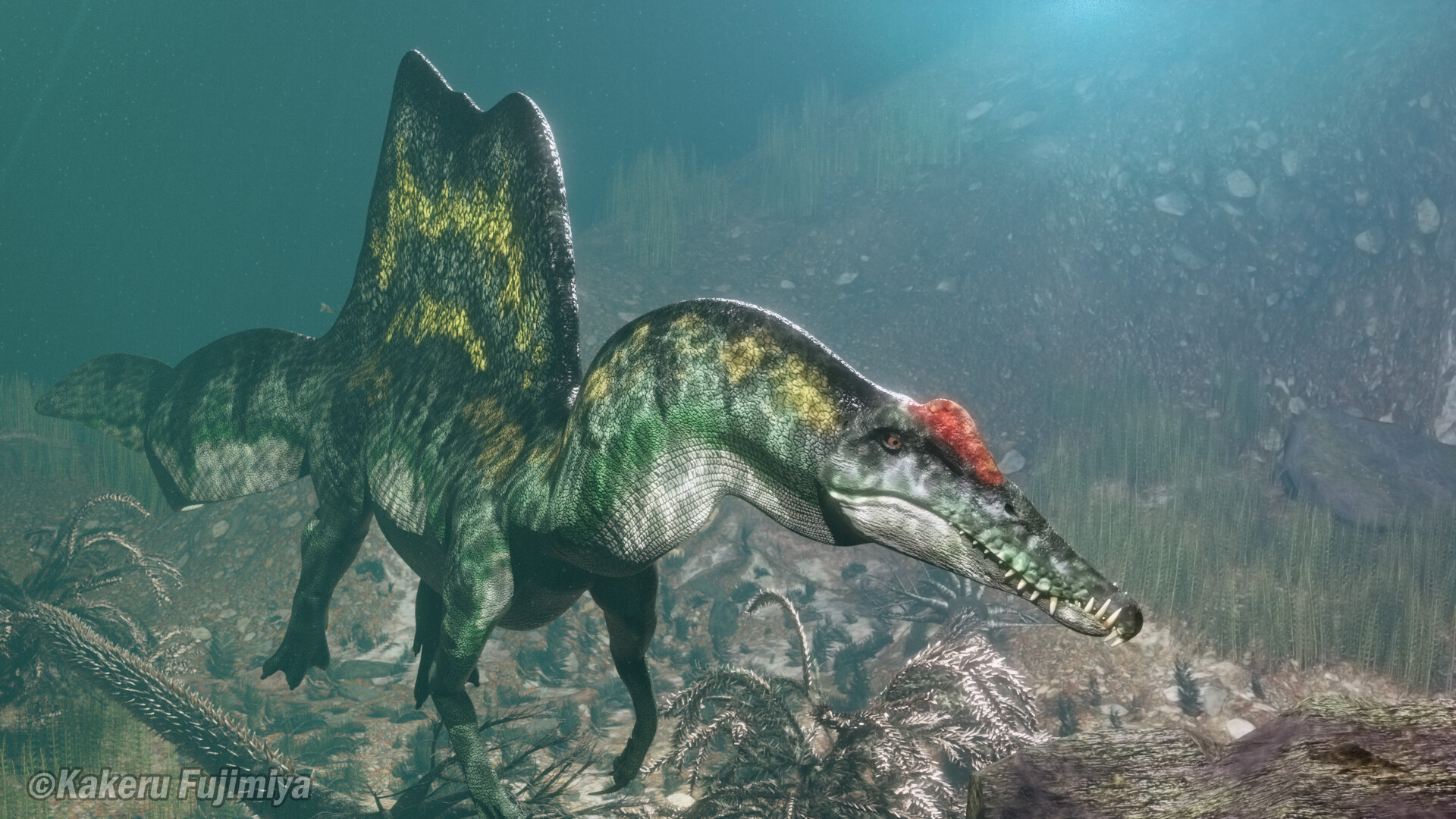 dinosaurs spinosaurus in water