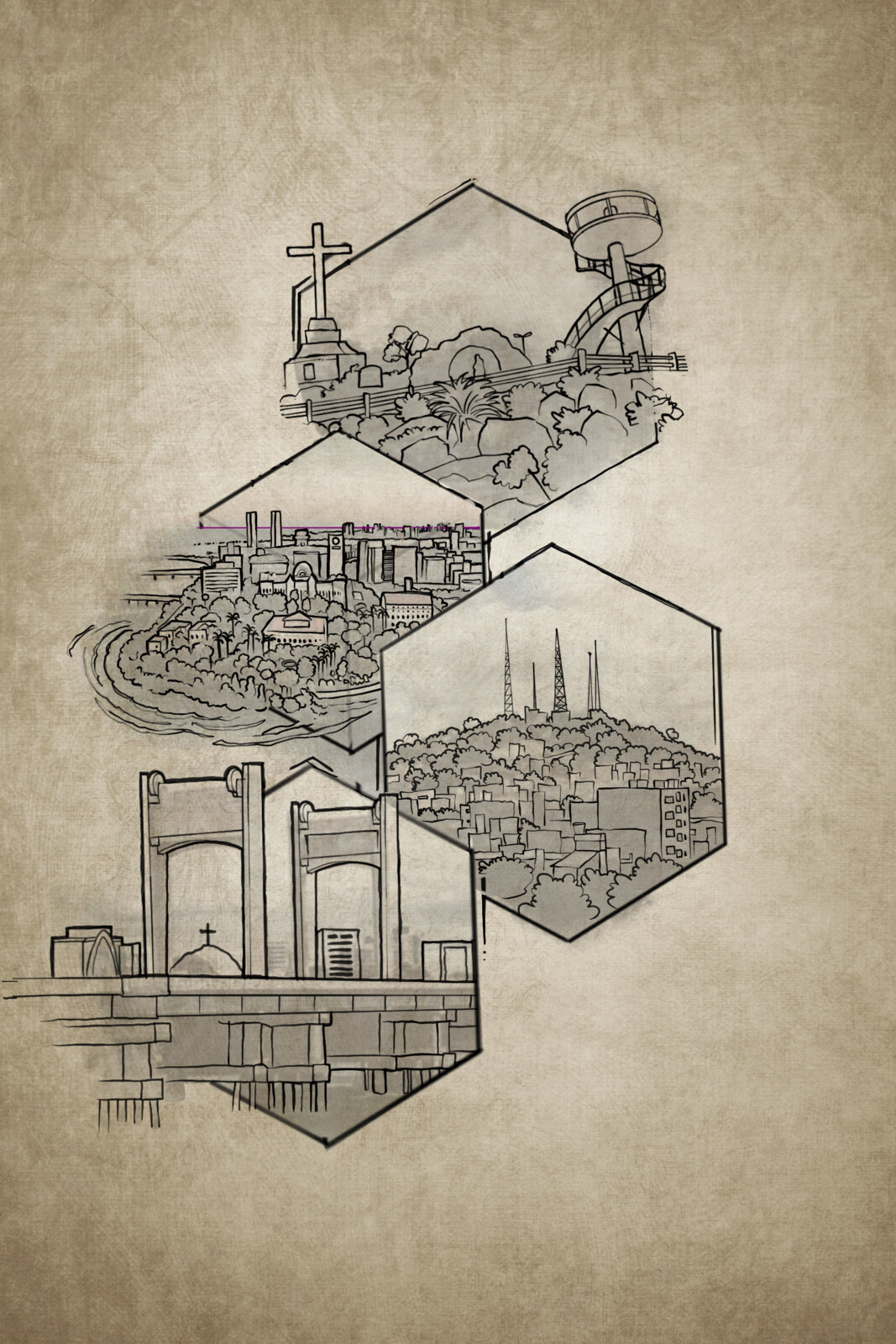 Tattoo Project developed to be a tribute to the cities where my costumer lived 