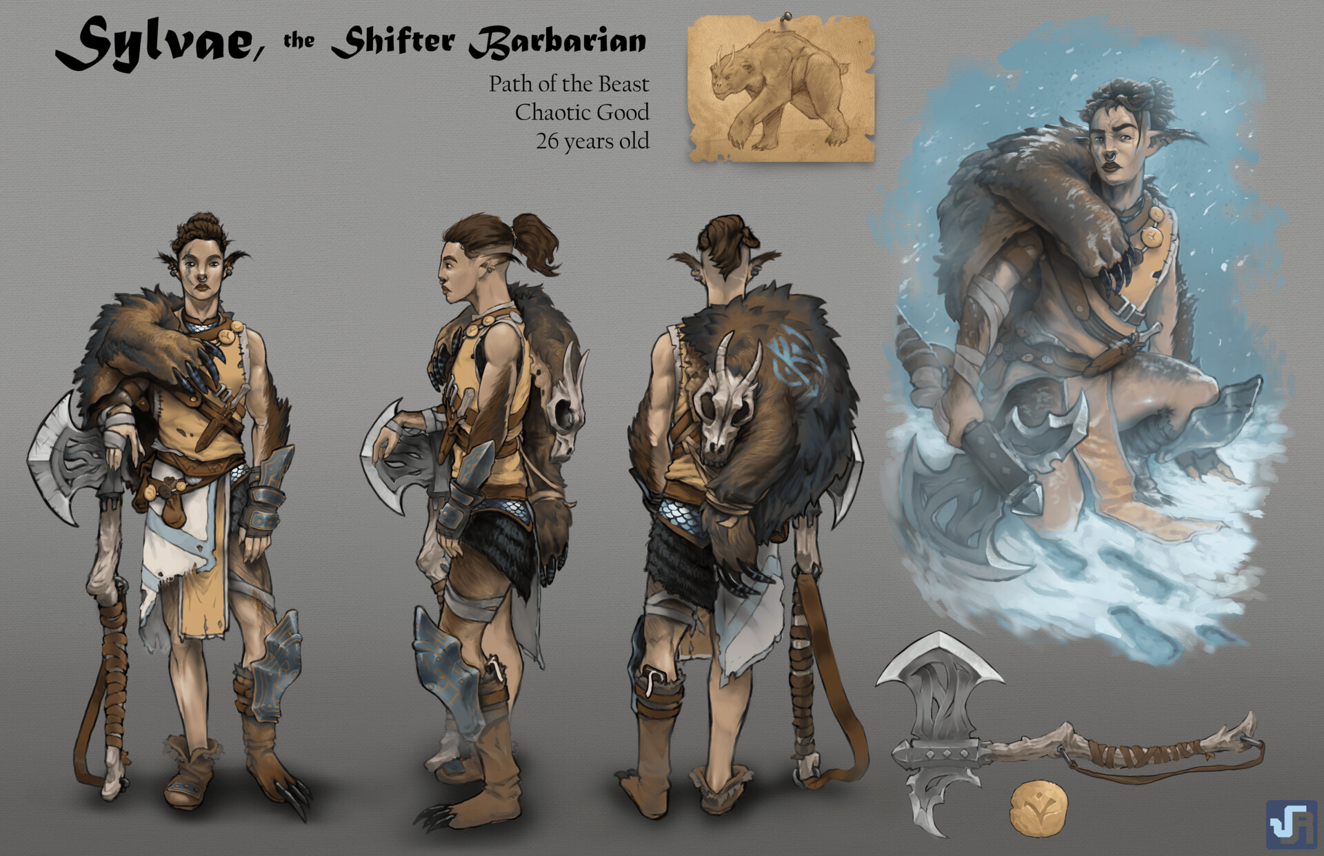 ArtStation Sylvae, the Shifter Barbarian Turnaround