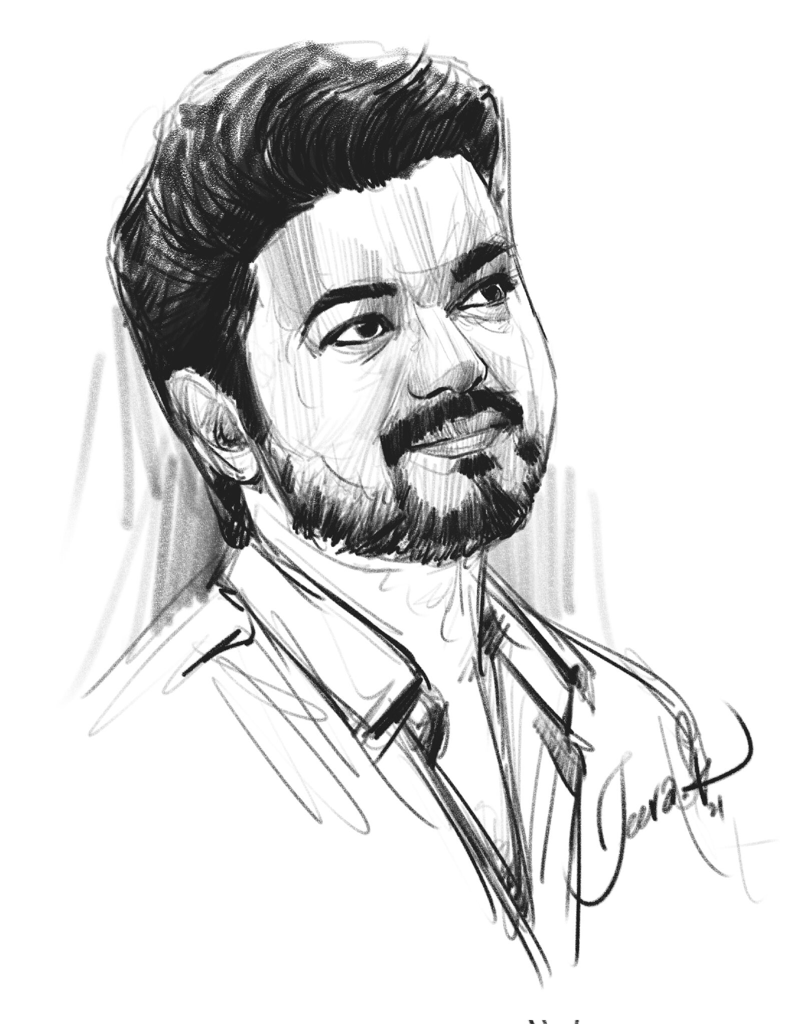 Artstation - Thalapathy Vijay Pencil Art 2021