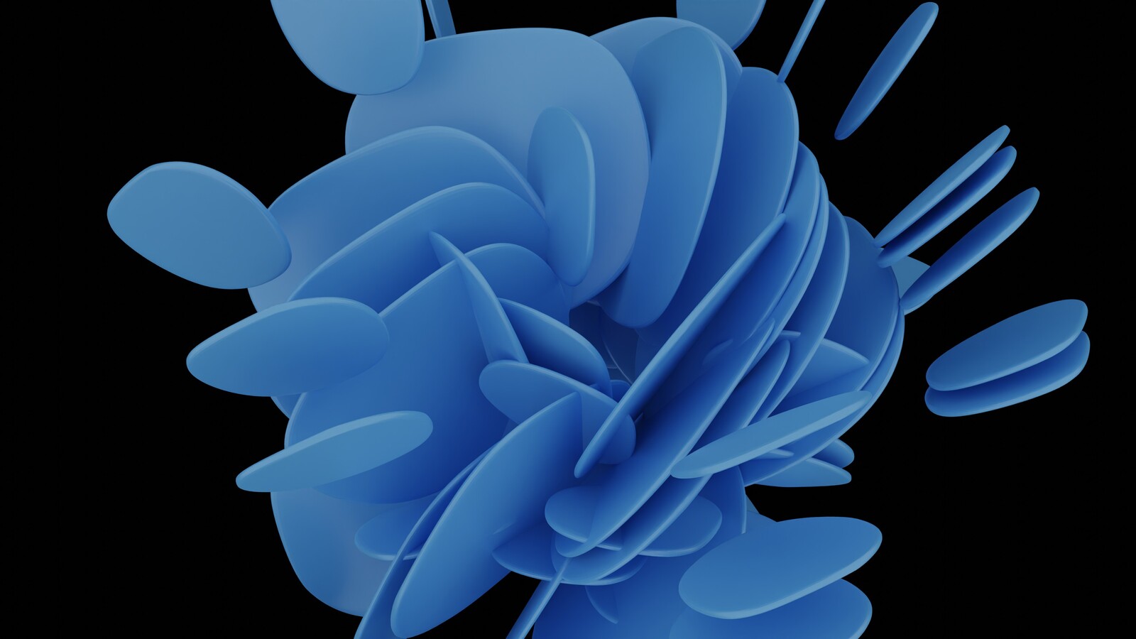 abstract 3d blue geometric shapes with white light scattering on them.