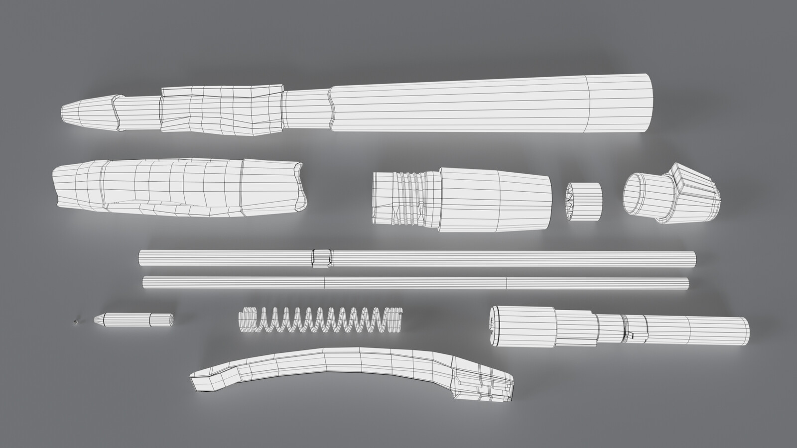 BIC Pen, Exploded, Wireframe