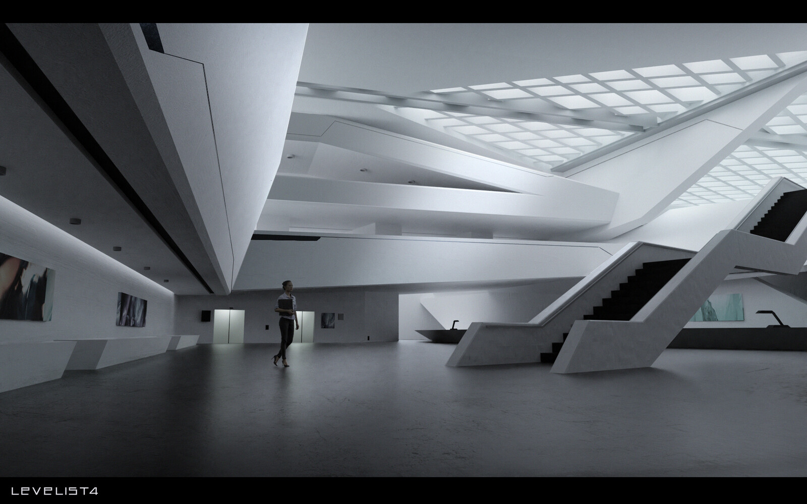 futuristic opera hall inspired by Zaha Hadid