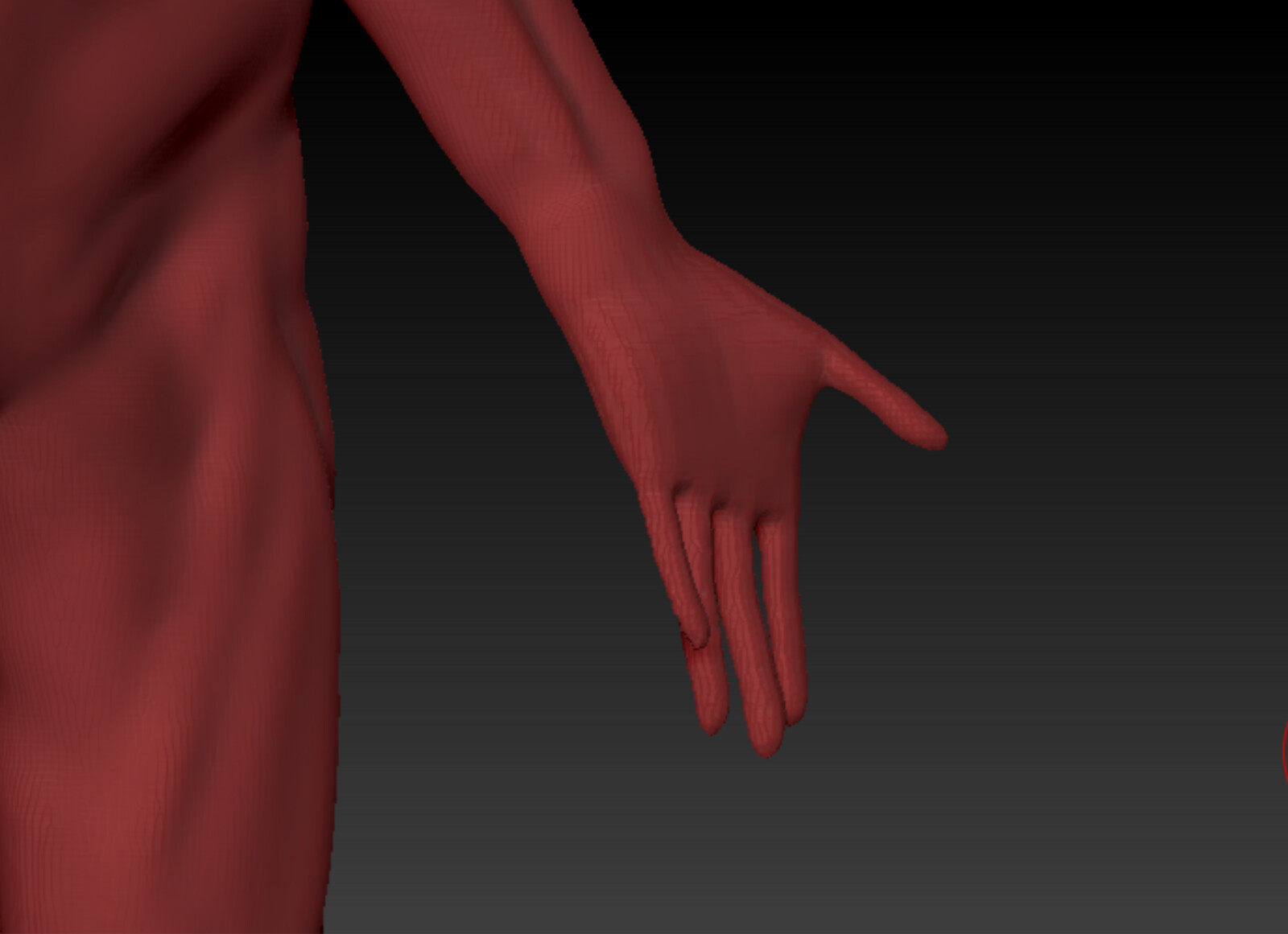 Hands sculpt, three-quarter view 