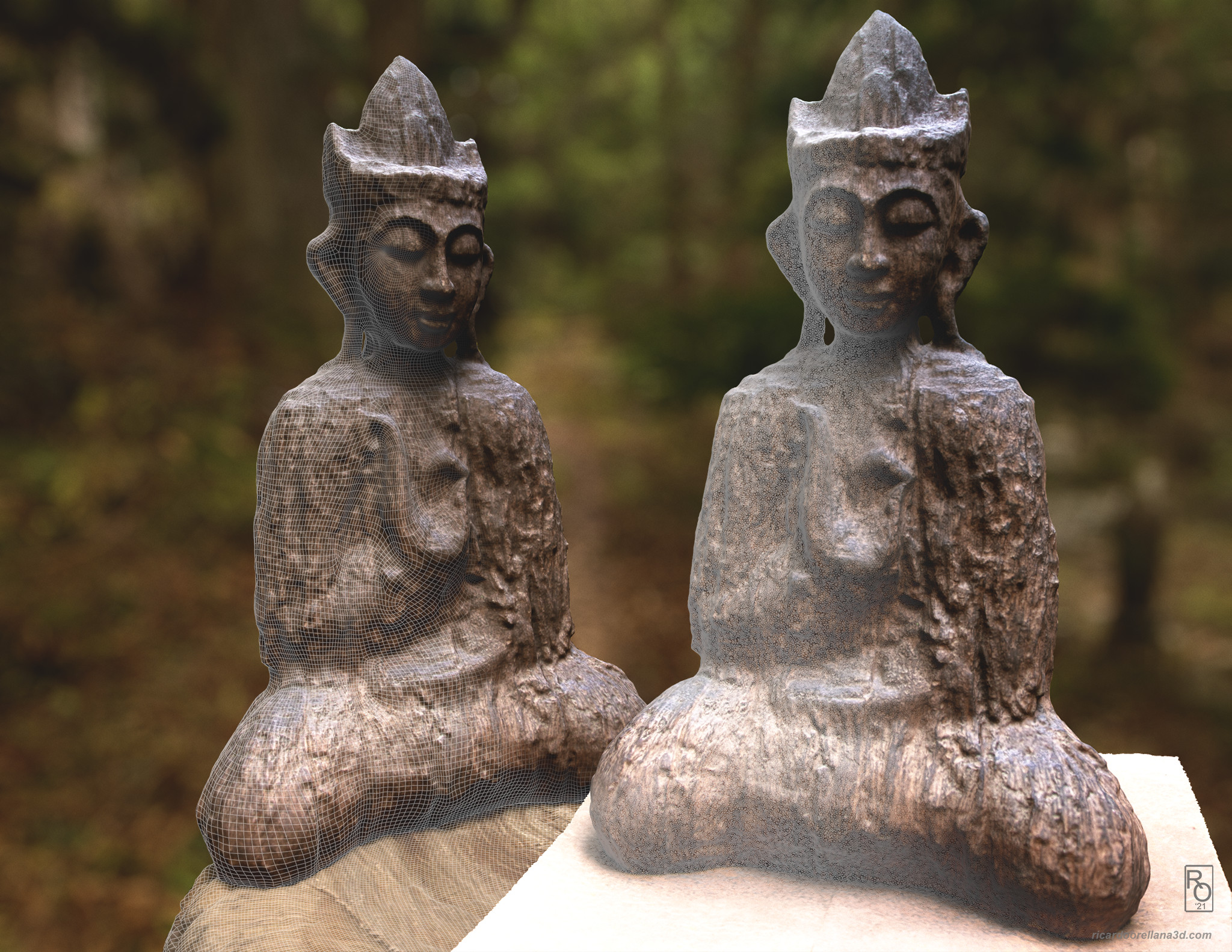 Side by Side comparison between the original scan and the reconstructed mesh