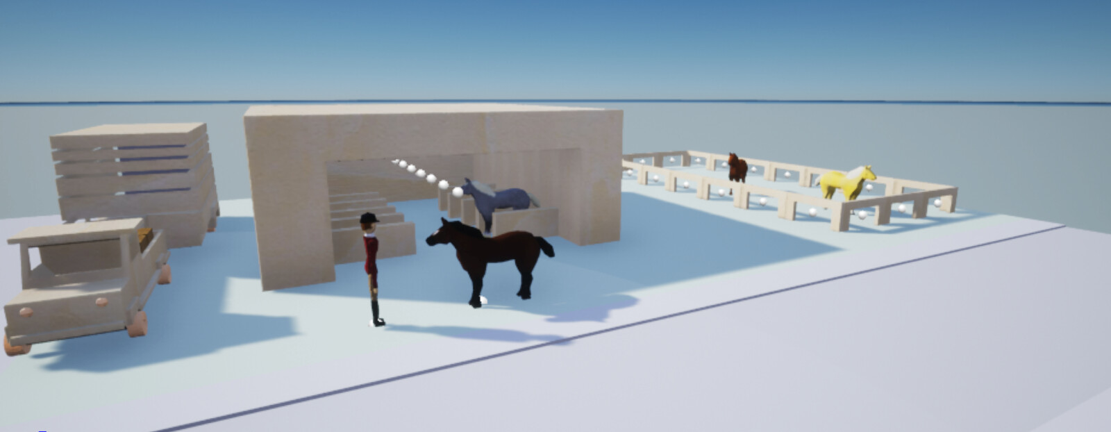 Bird-eye's view of the toy block stable 