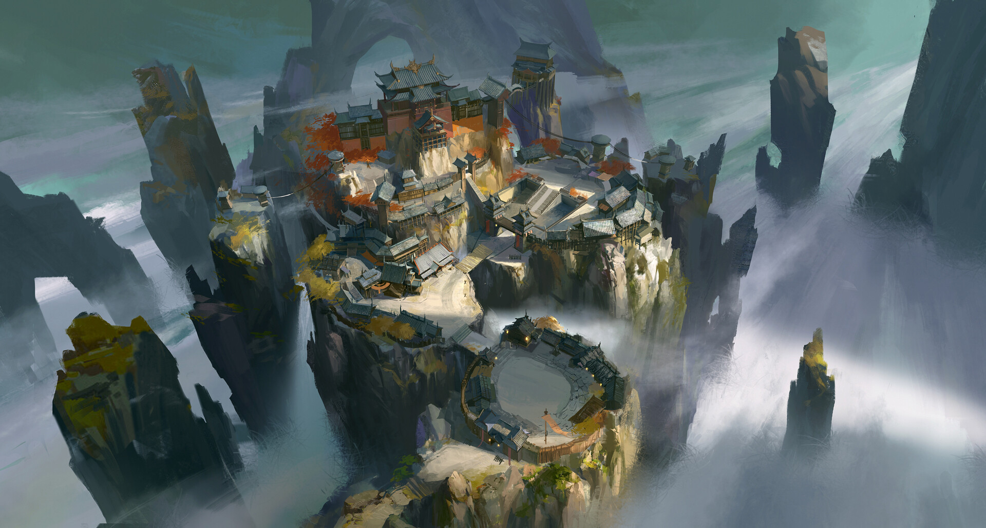 ArtStation Old work fortified mountain village (2)