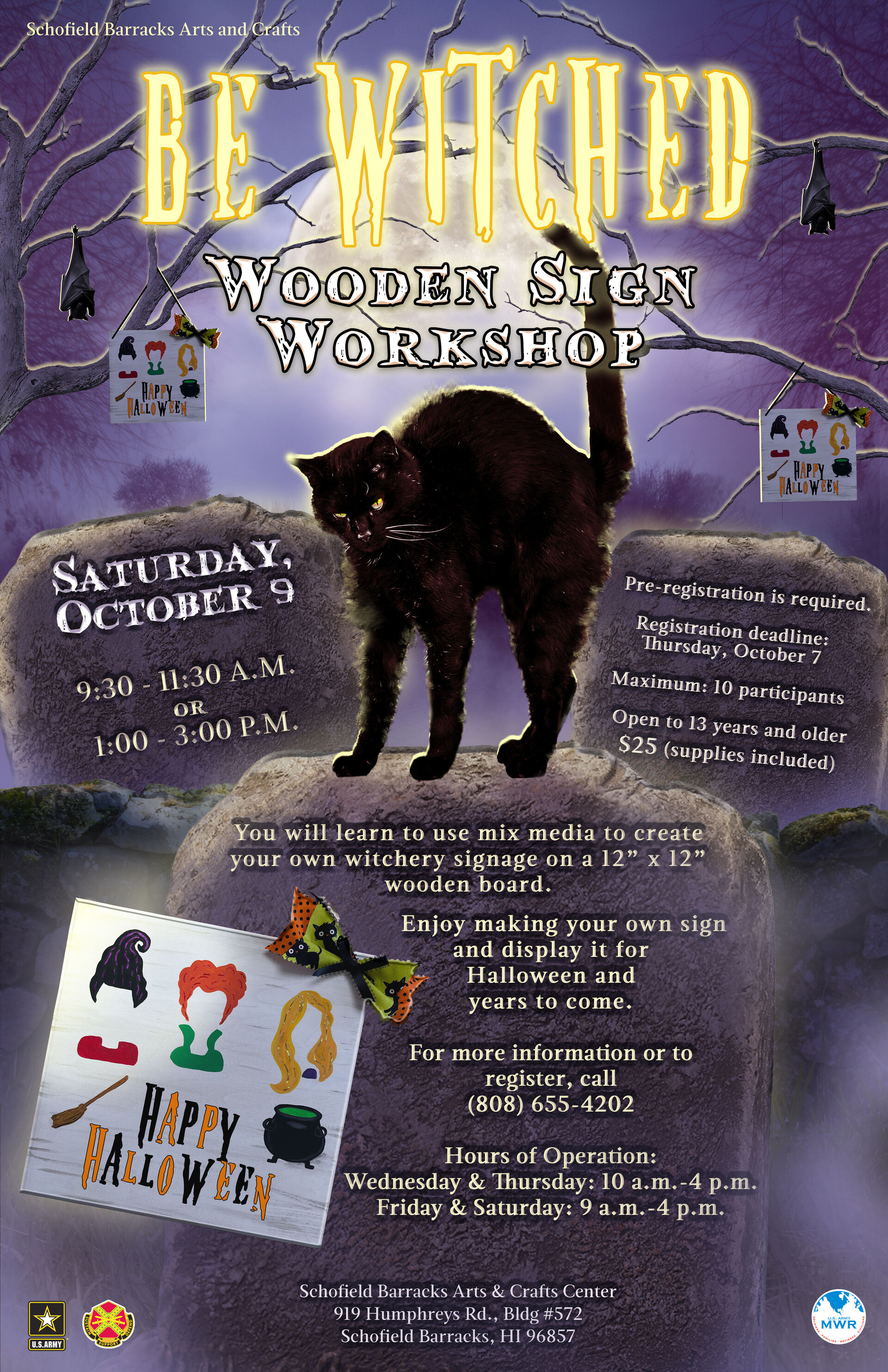 ArtStation Schofield Barracks Arts and Crafts Center Halloween Sign