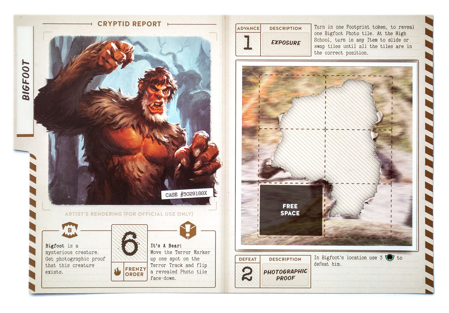 Bigfoot monster puzzle incomplete. Monster puzzle (right side) illustrated by me. Artwork on the left was illustrated by another artist.