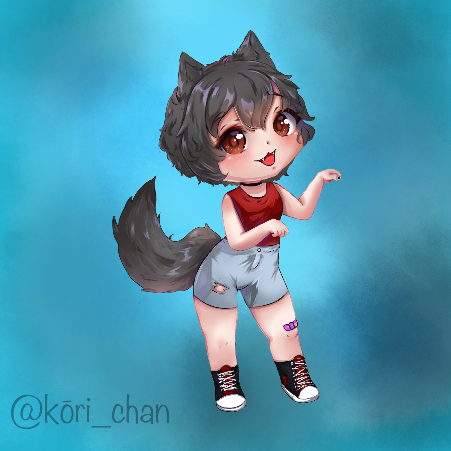 chibi anime wolf girl