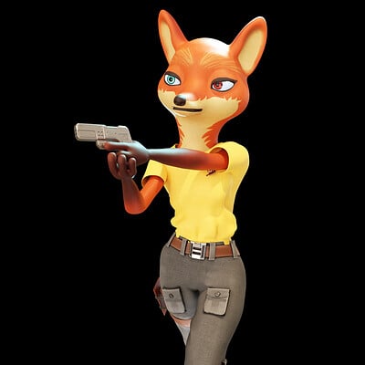 Posing Fox Lady in Blender