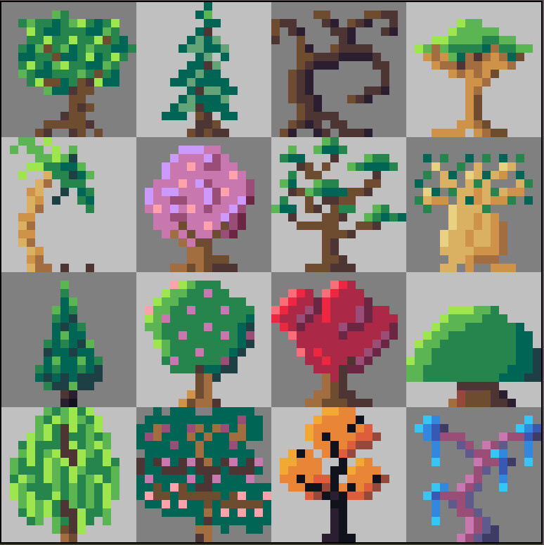 OC] 32x32 Trees Practice : PixelArt  Pixel art landscape, Pixel art games, Pixel  art design