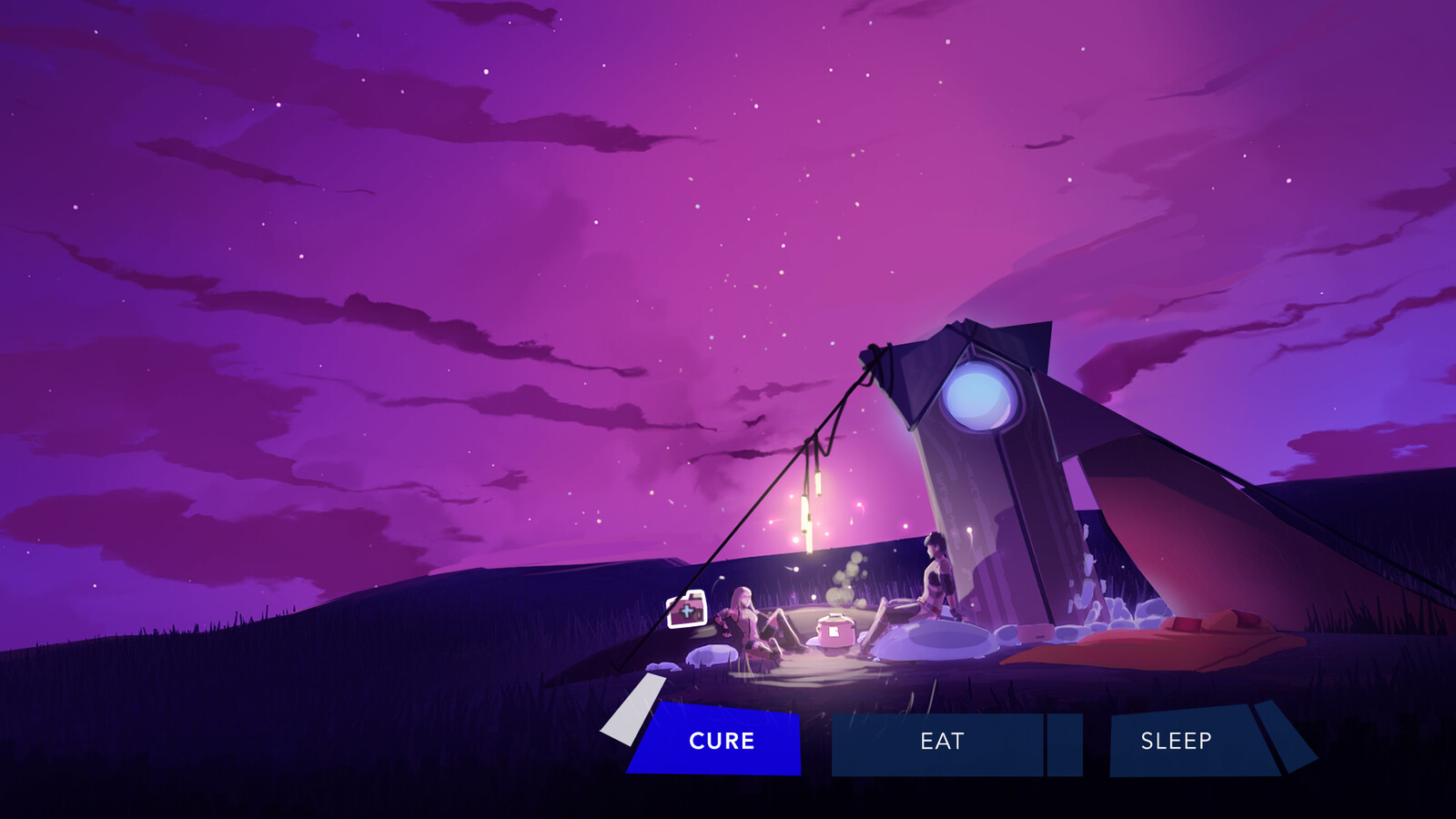A concept art for the setup of the camp (camera, etc)