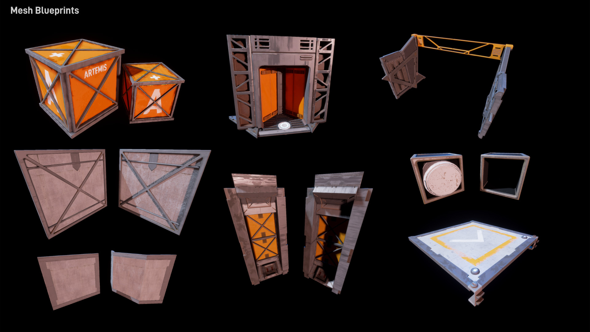 Static mesh blueprints made for ease of environment construction and editability.