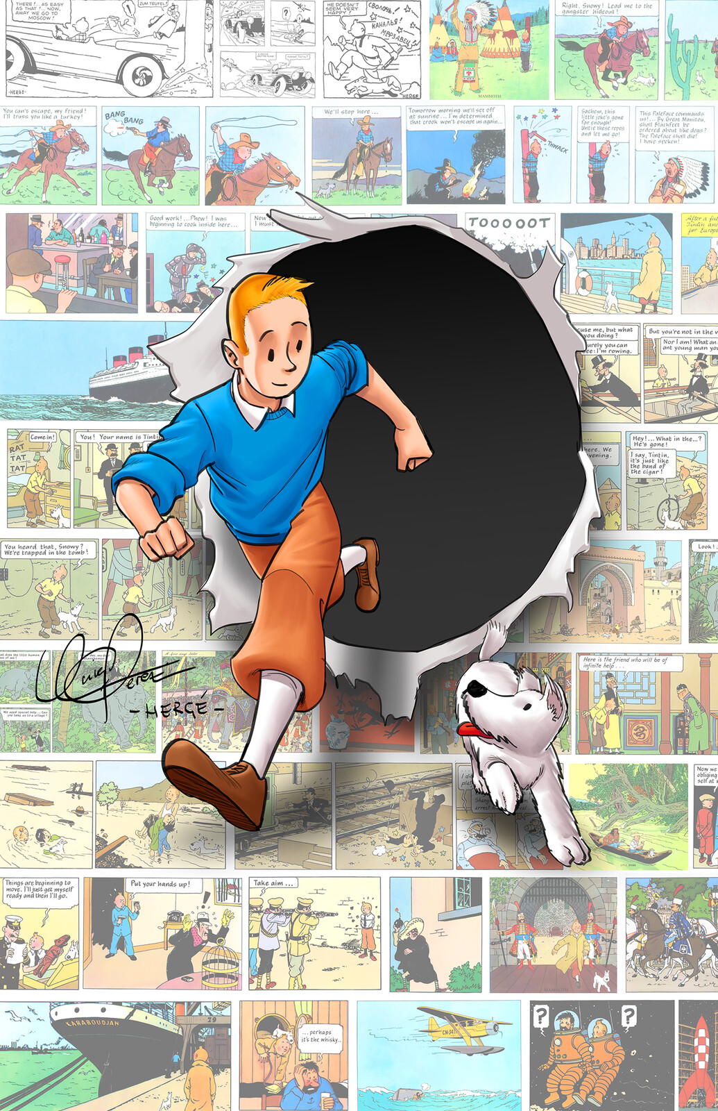 Quick Tintin and Milou piece for the #JuneToon 2020 challenge