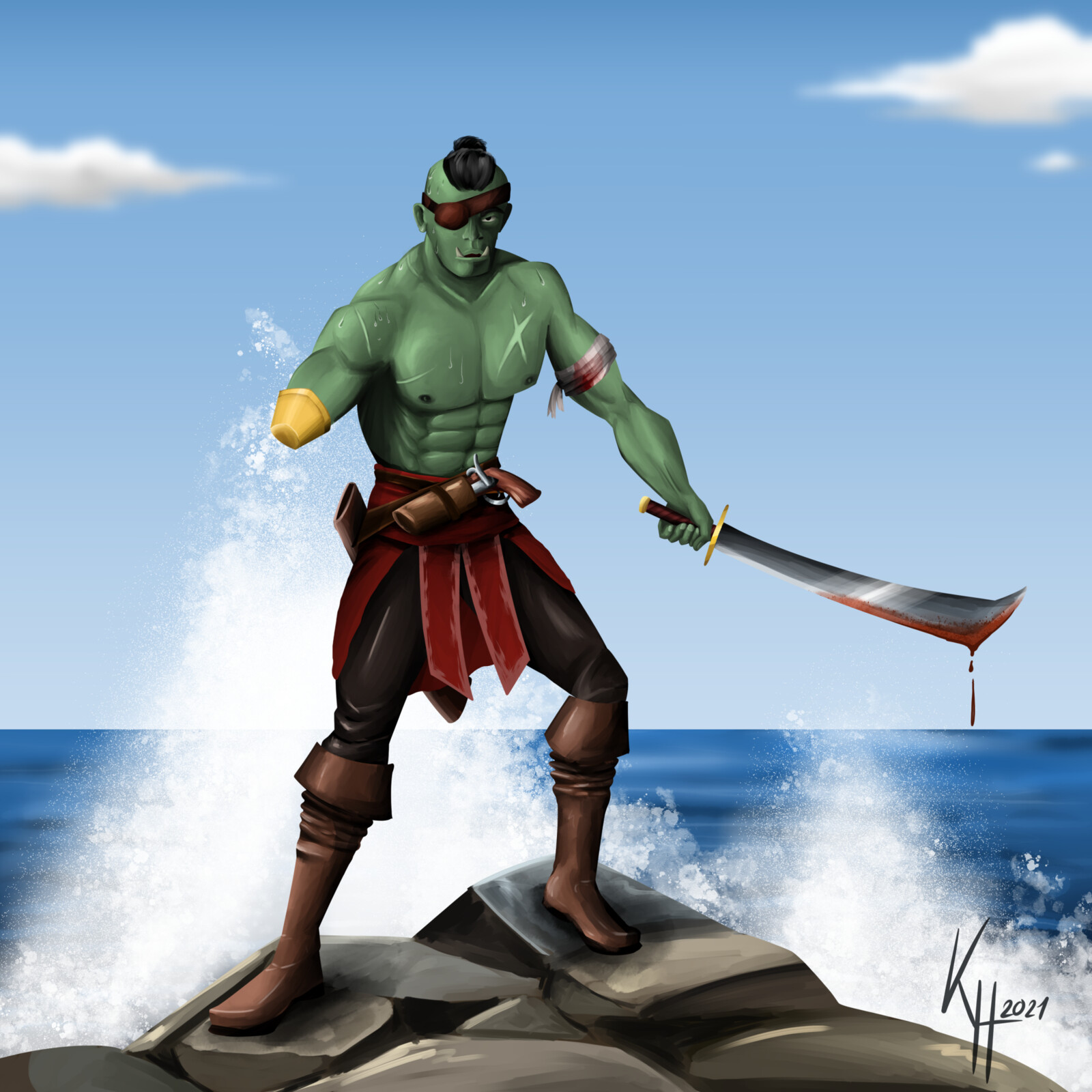 Konstantin Heinitz D D character Half orc Rogue (Thief) amputee