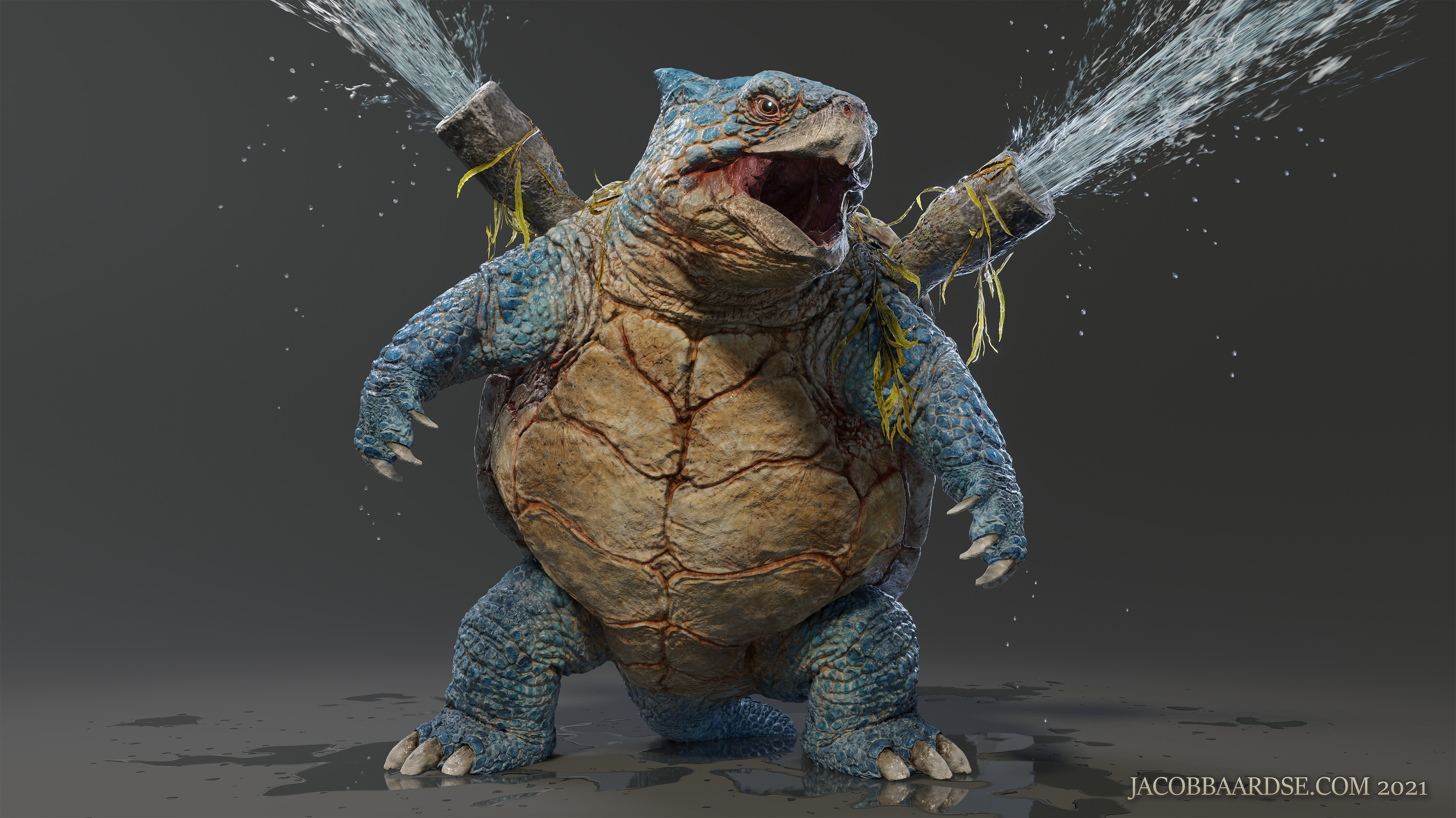 Blender render with vfx cards and some fun shader effects for wetness.