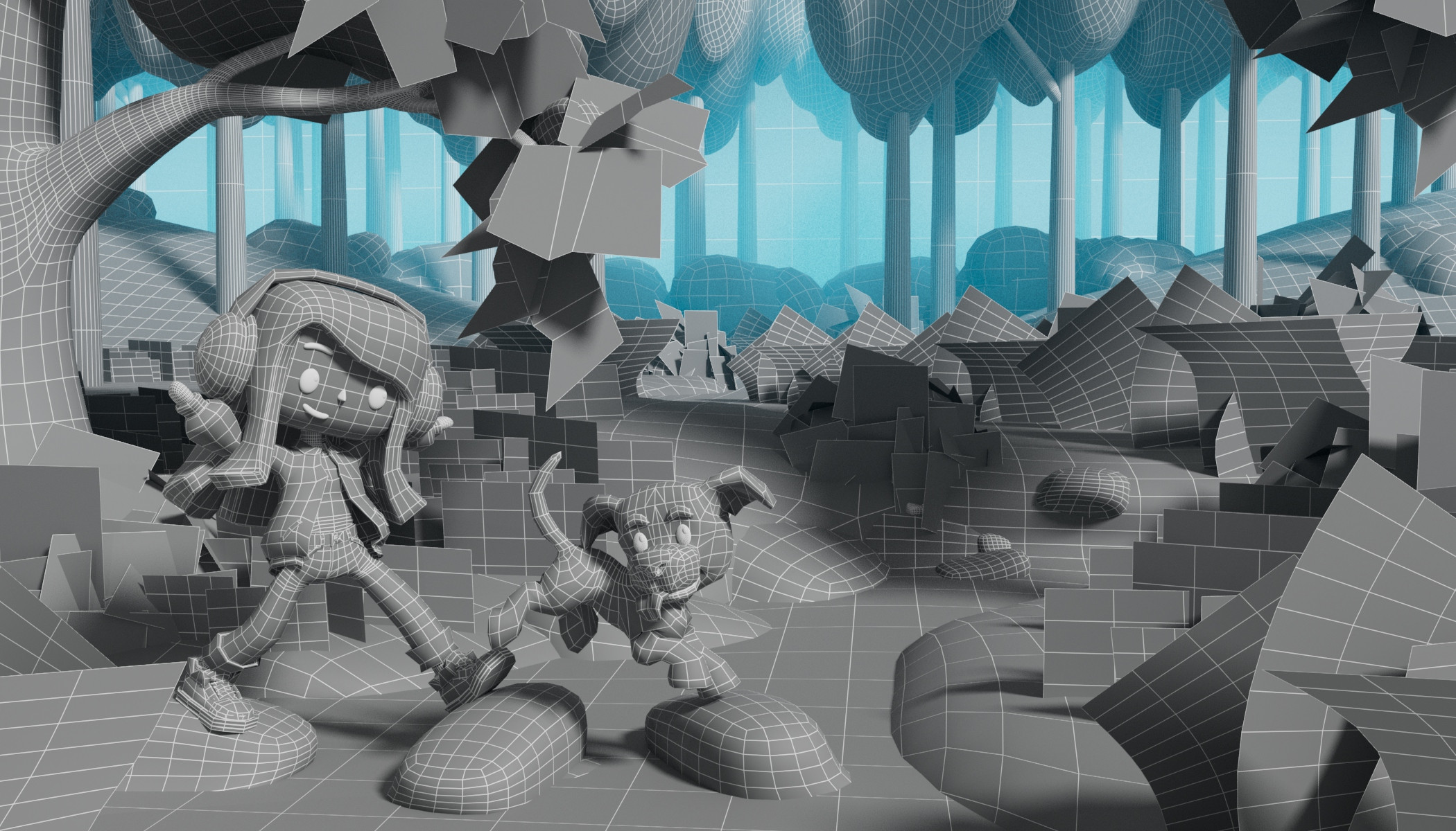Wireframe render of the scene.