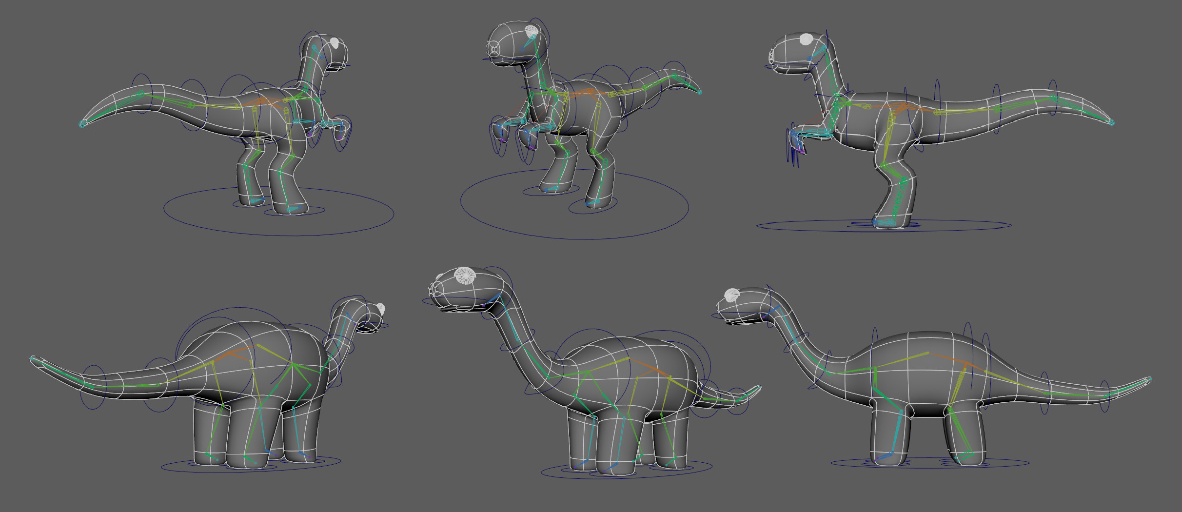 Simple dinosaur rigs.