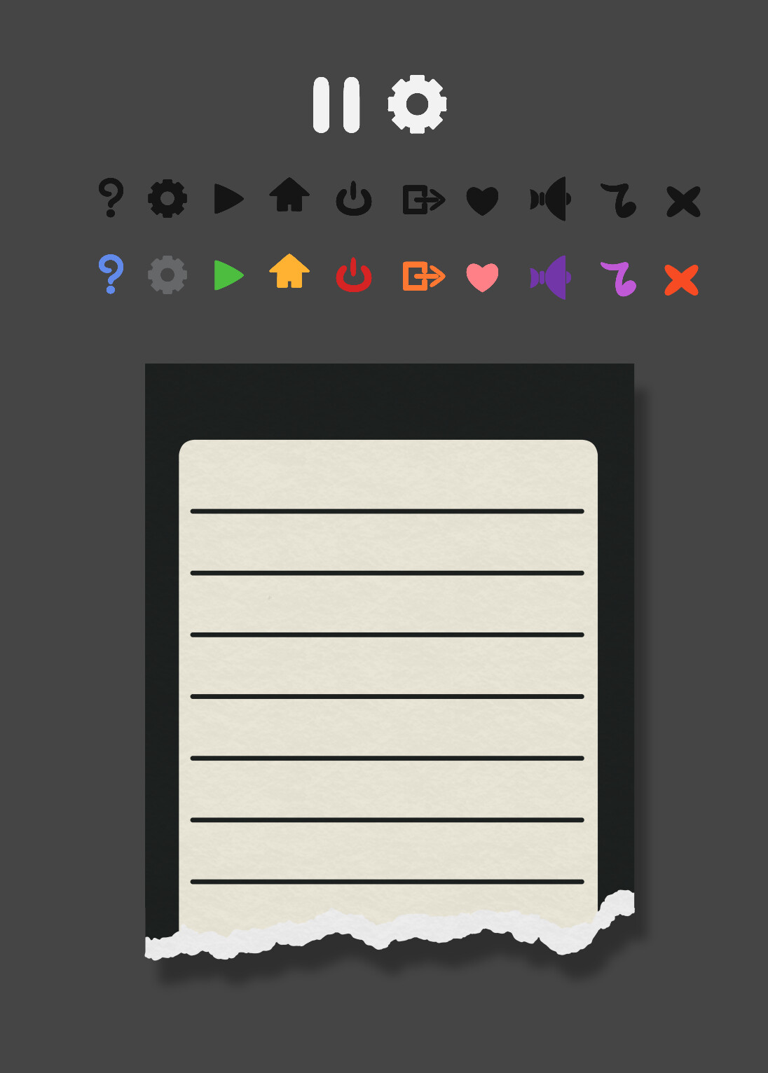 Pause menu UI assets
