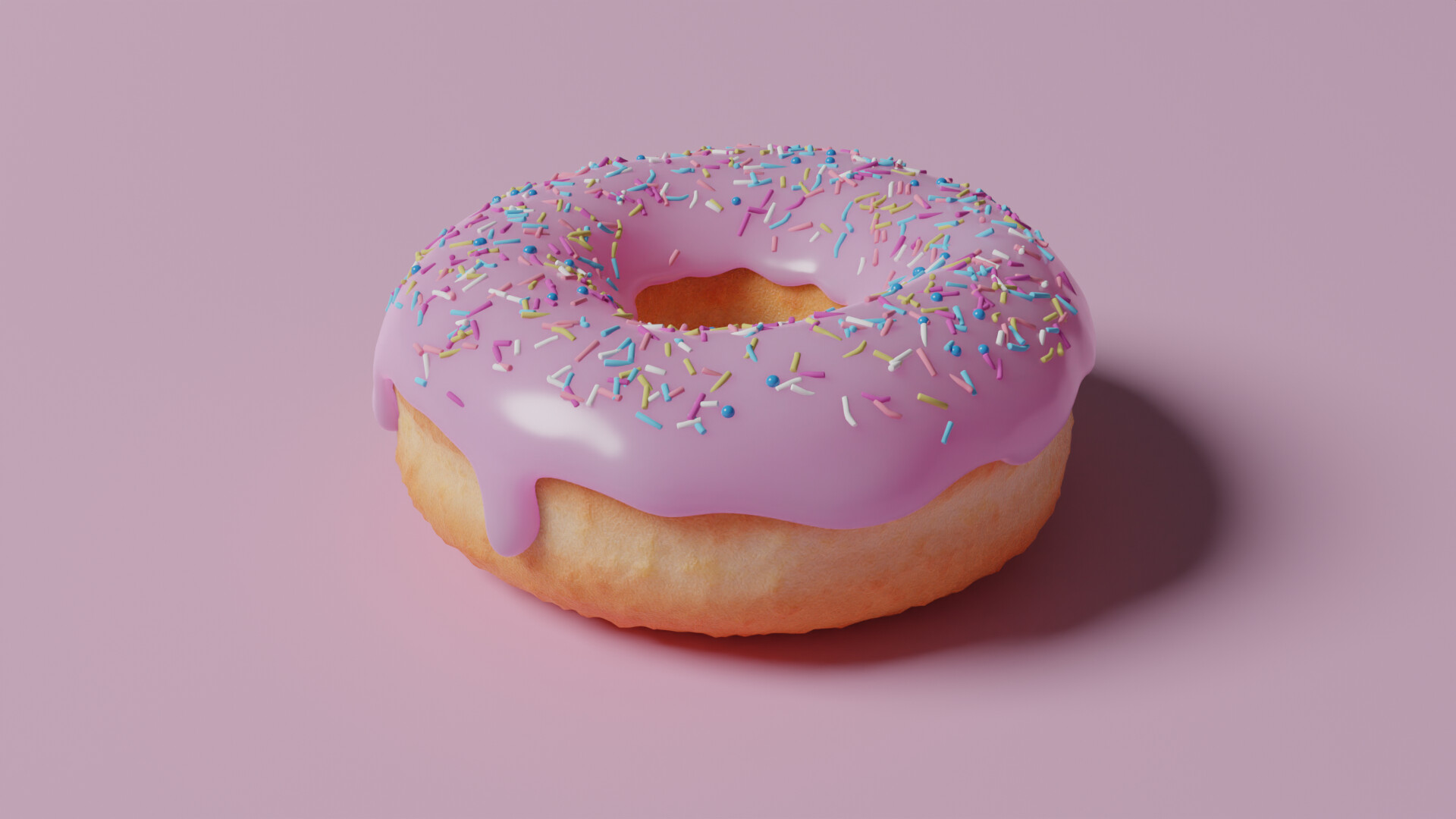 doughnut with pink icing and sprinkles