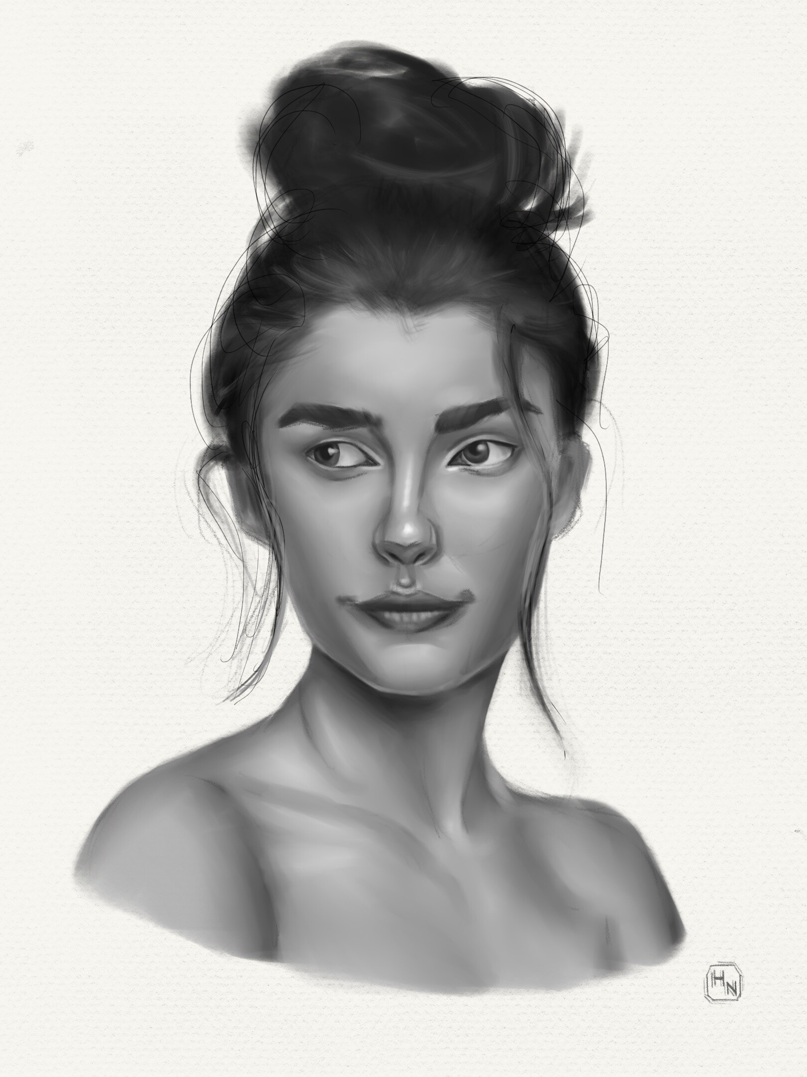 ArtStation Black and white portrait study
