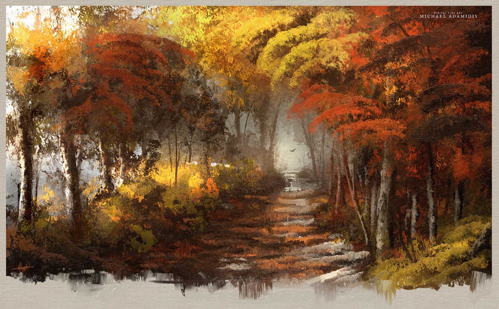 Digital Fine ART Oil Painting - Autumn Leaves