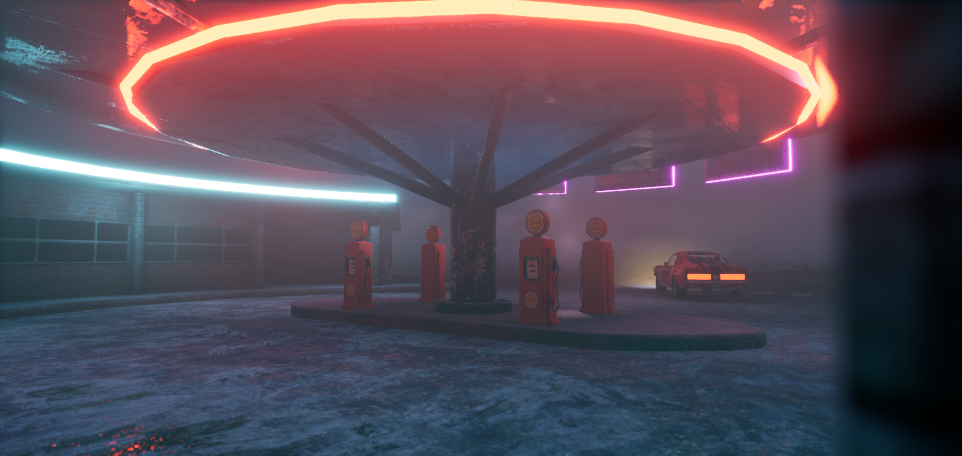 Finley Searle 60's Themed Neon Gas Station Unreal Engine 4