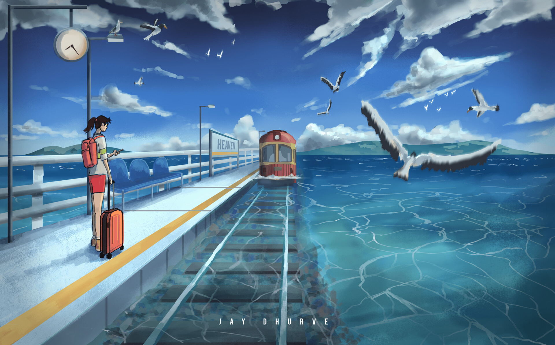 Artstation water train painting