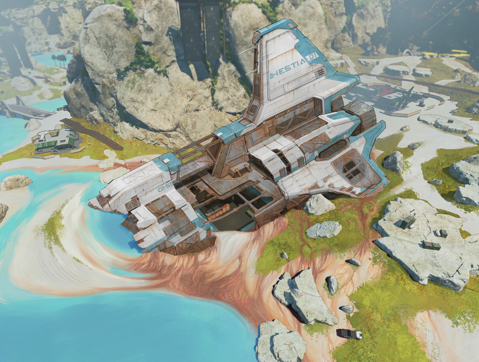 Crash site exterior aerial.