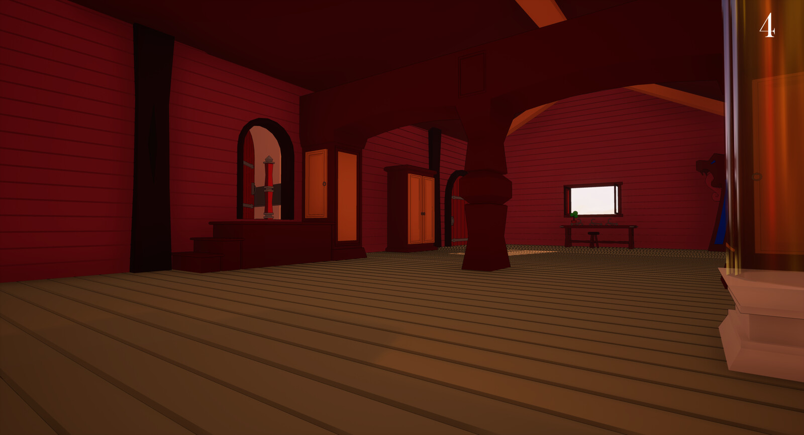 Final render of the final part. The player arrives inside the house to get to the door.