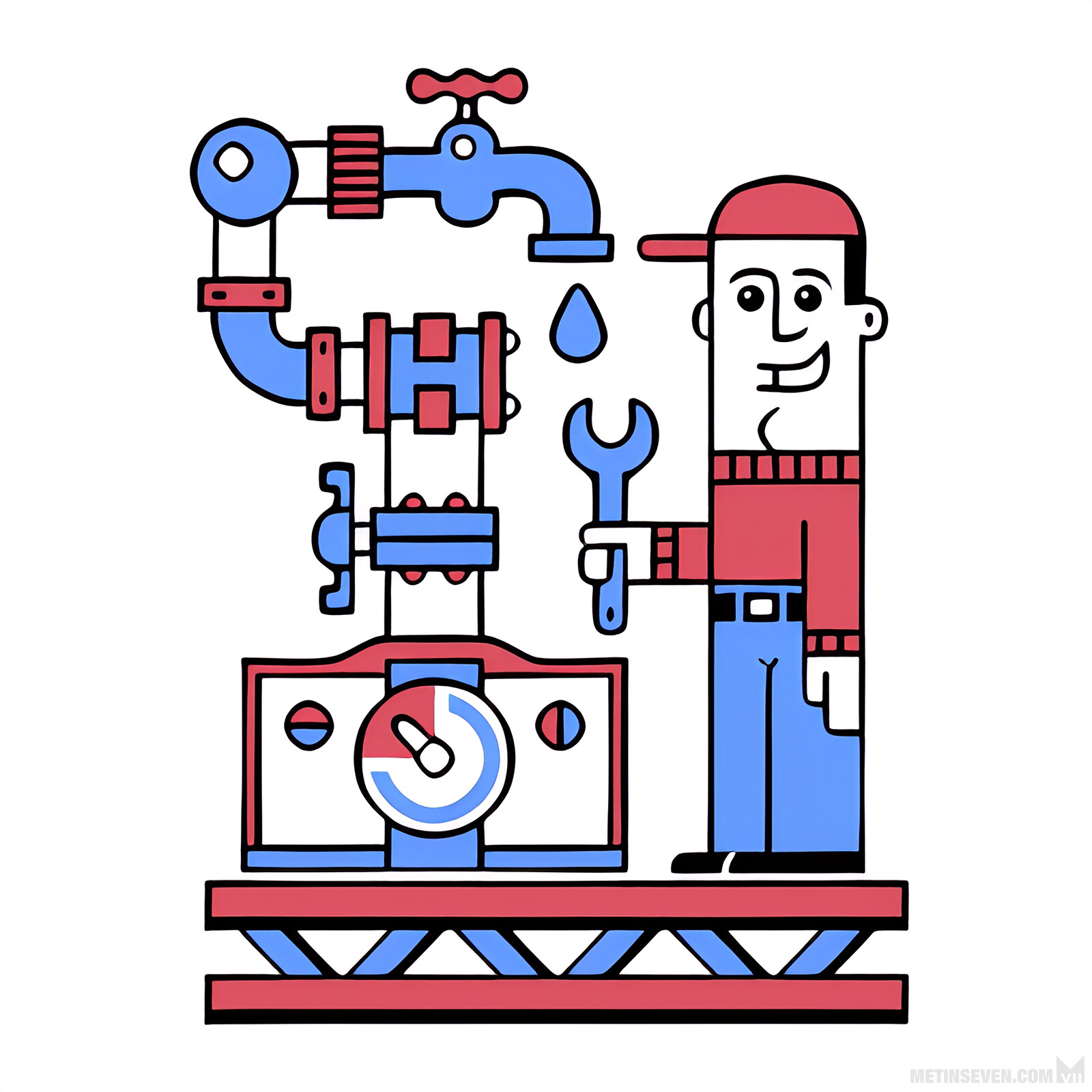 Retro cartoon style logo design for a plumbing company