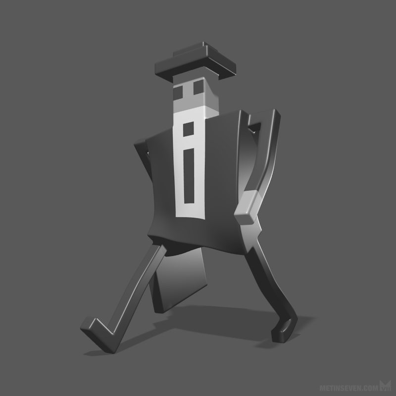 Voxel-style businessman animation