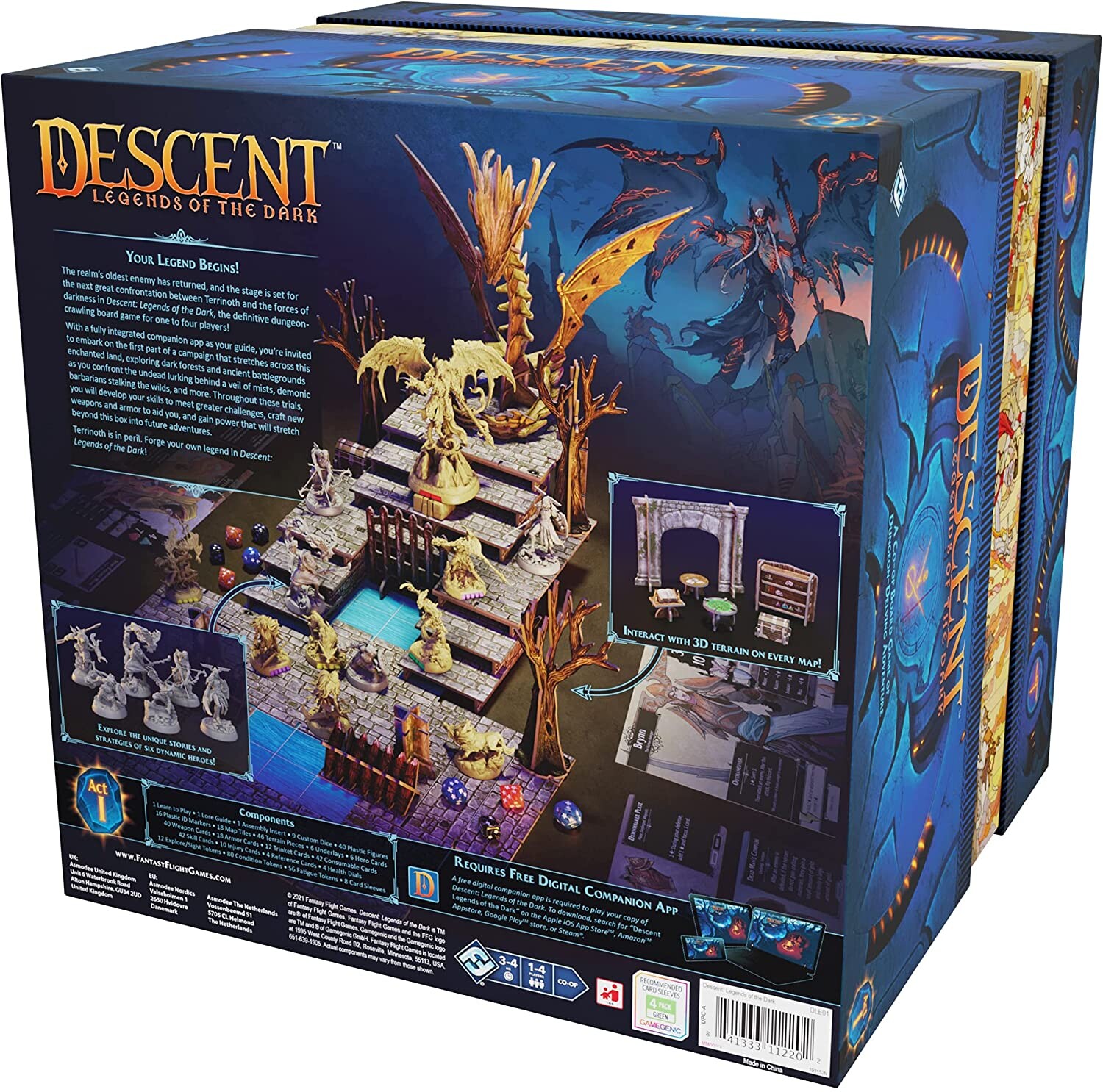 Beautiful image of the back of the Descent box designed by the amazing artists and graphic designers at FFG