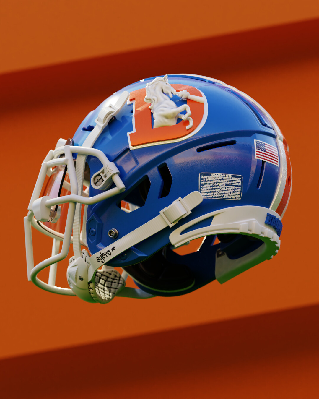 Broncos chrome helmet concept with their throwback shade of blue