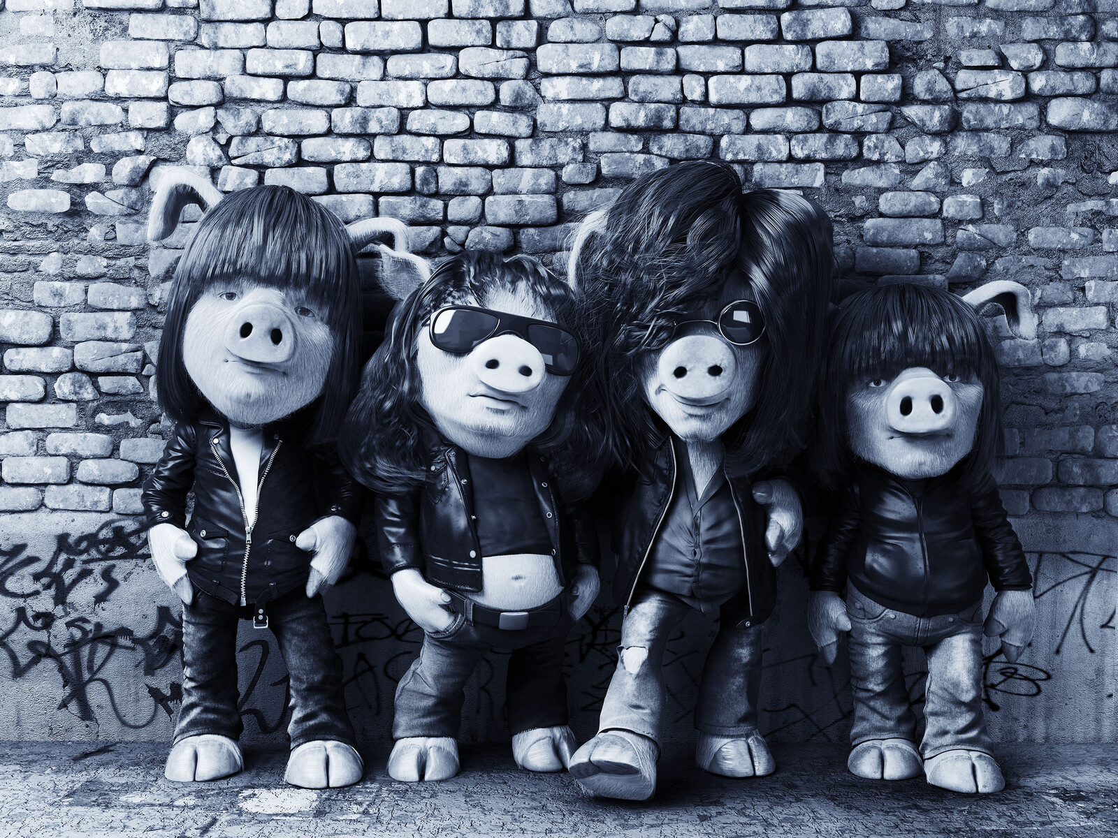 I did the Hair of all of them and did the modeling of Joey Ramones.