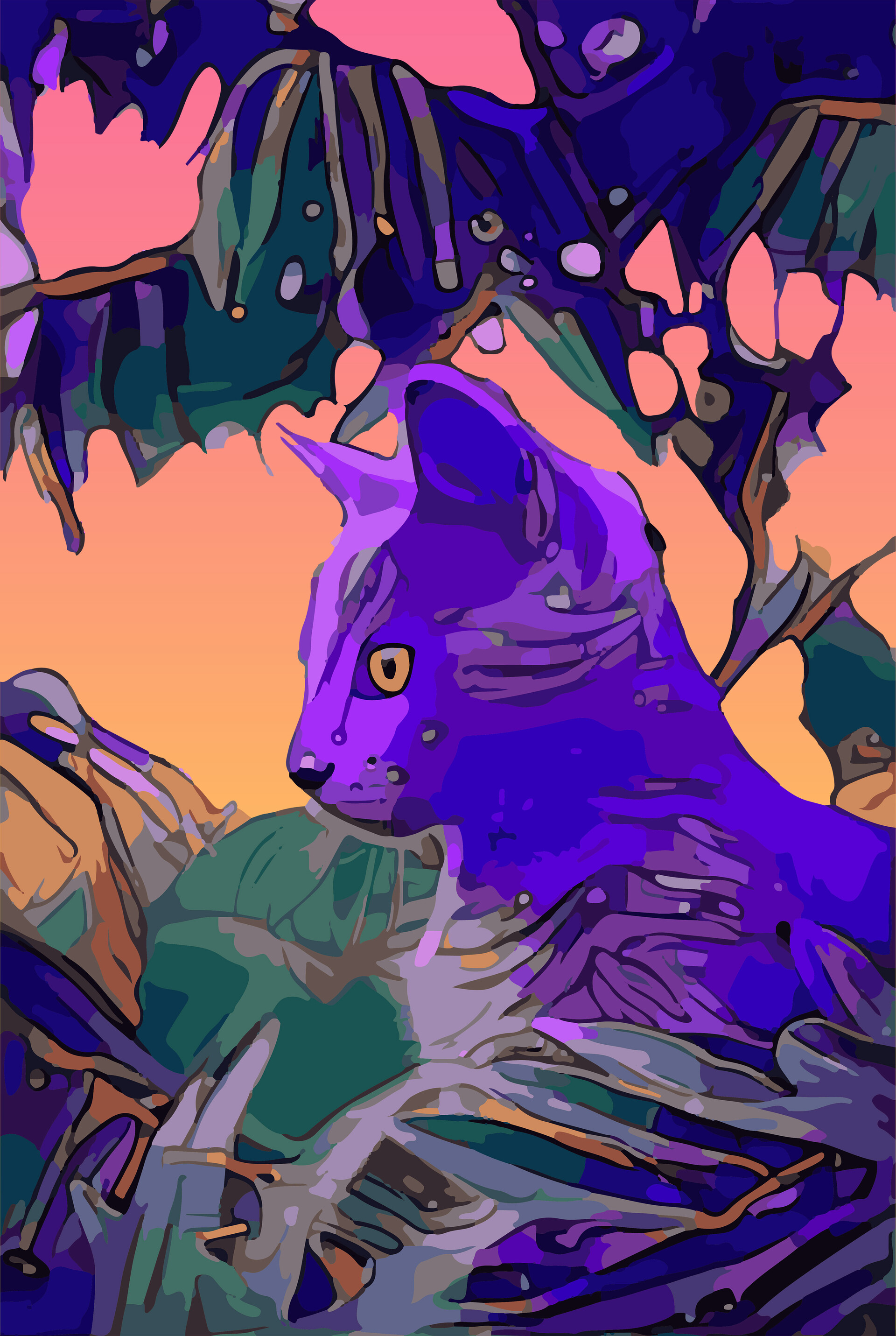 ArtStation - Cute Cat in the Trees