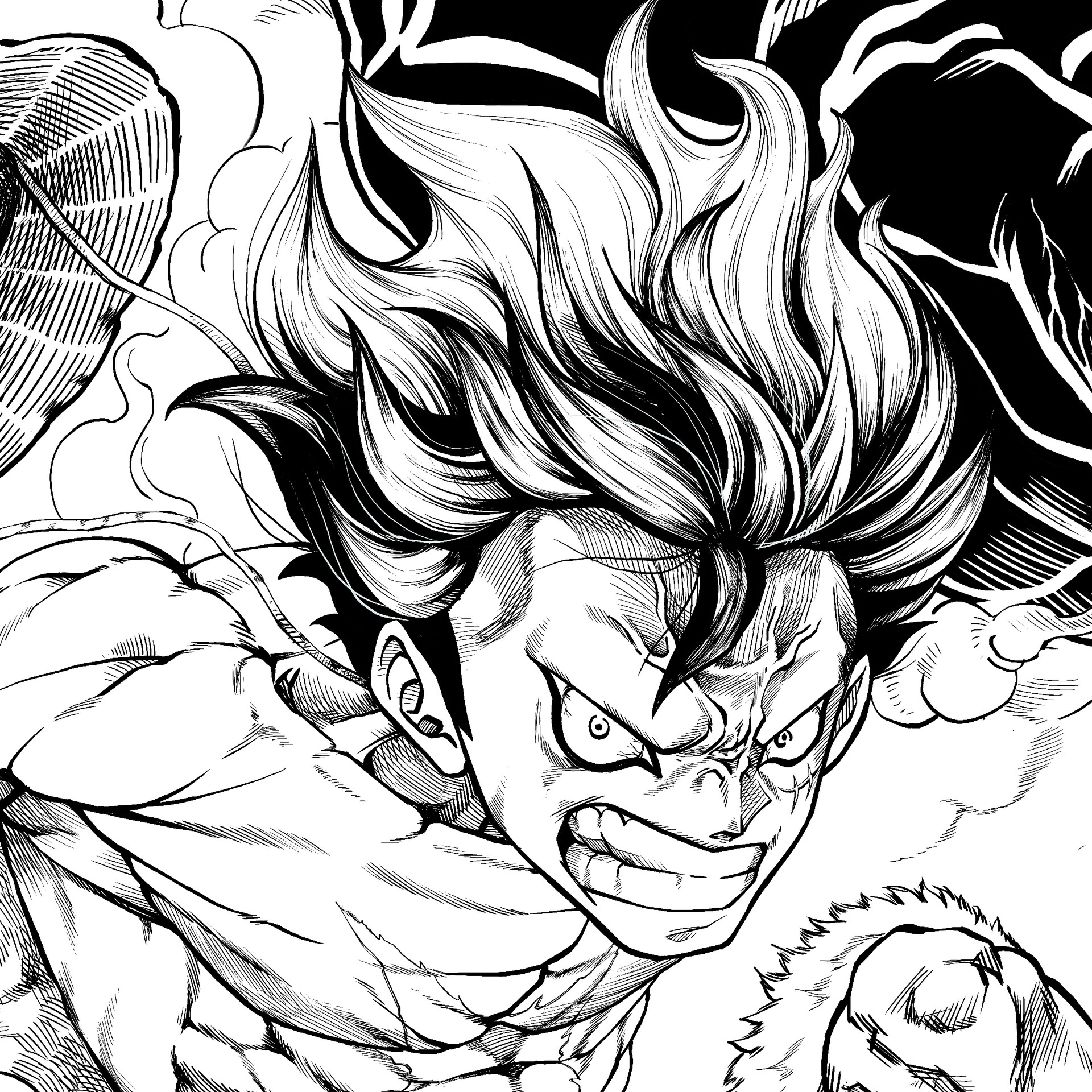 ArtStation - Luffy gear 5 !  one piece manga traditional art