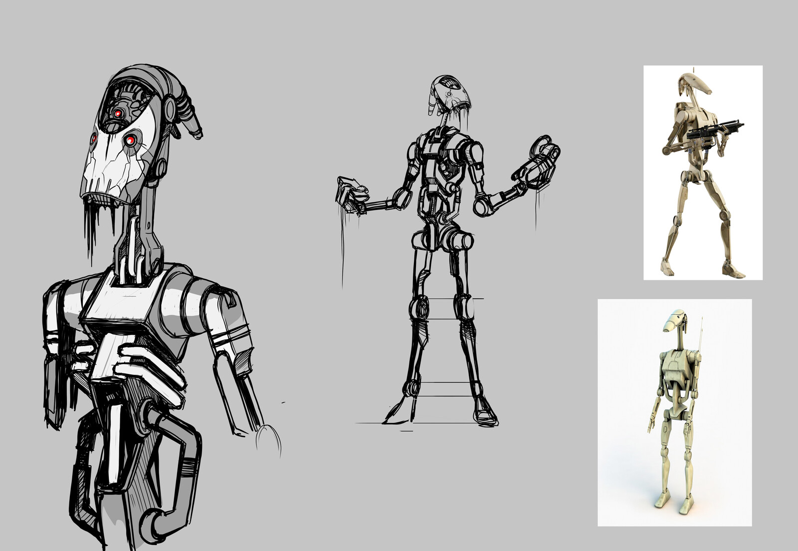 Fooling around with the Battle Droid concept, the idea was to push it way beyond his "random stupid slave" condition